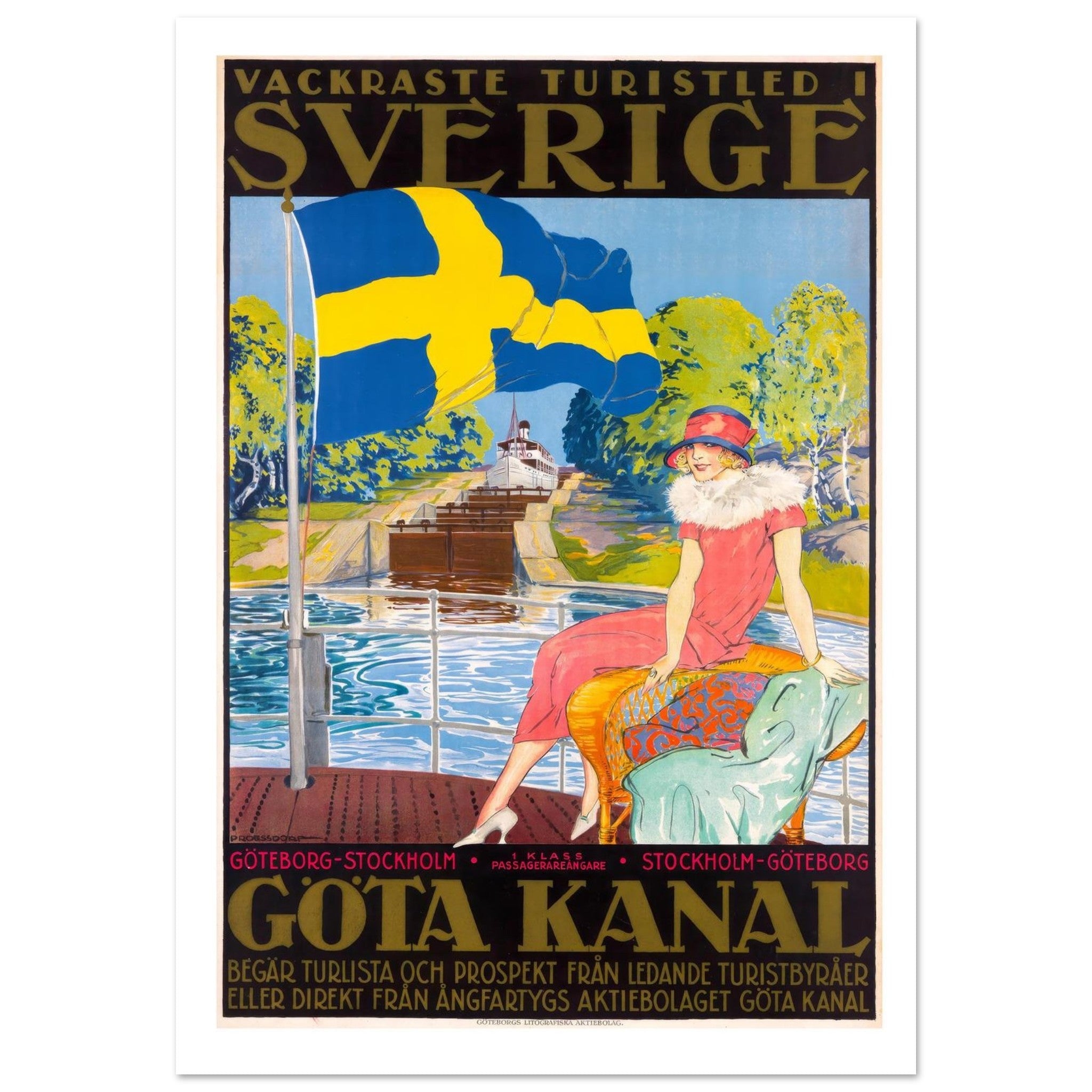 Göta Canal Vintage Travel Poster - Transit Art