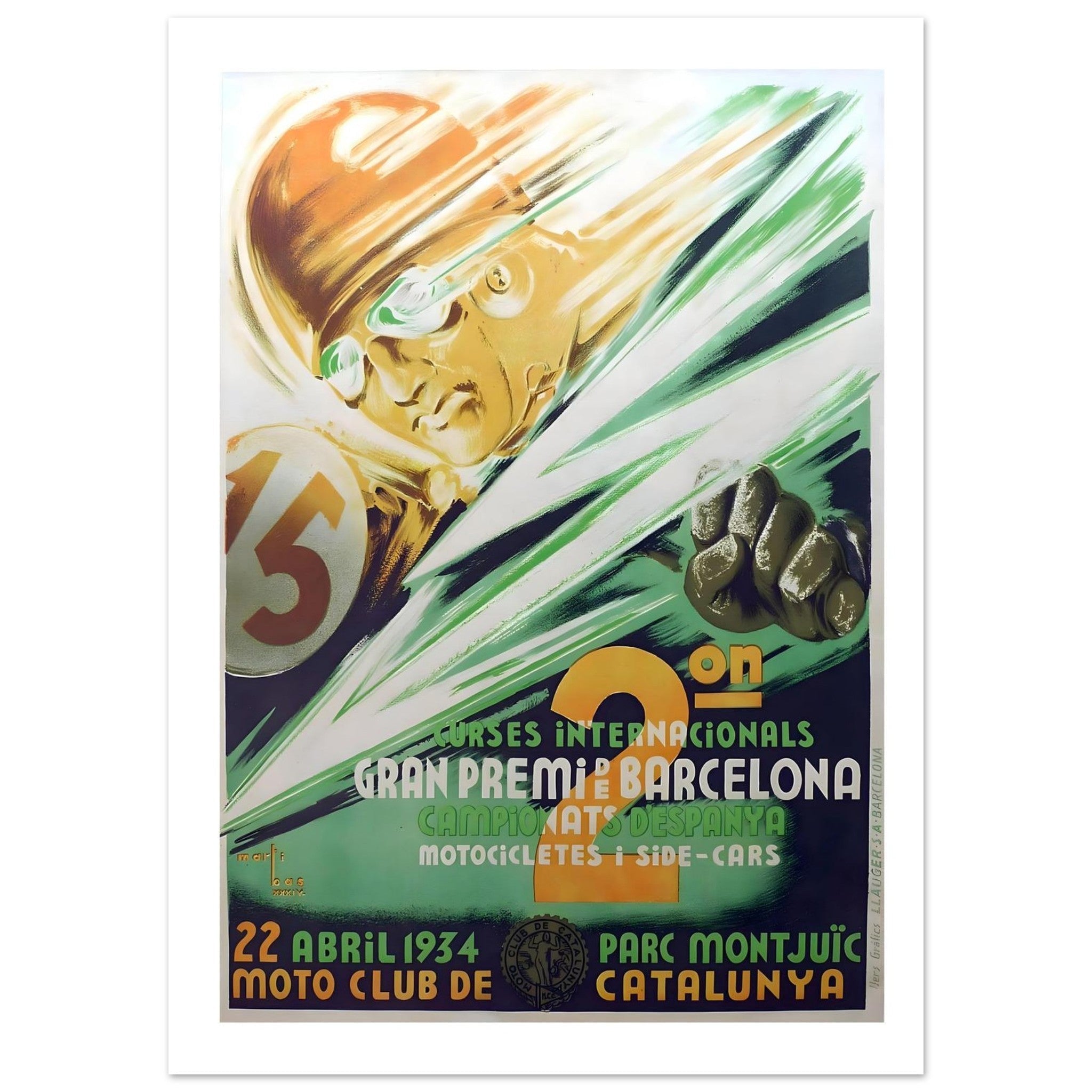 Gran Premi de Barcelona 1934 Motorcycle Race Poster - Transit Art