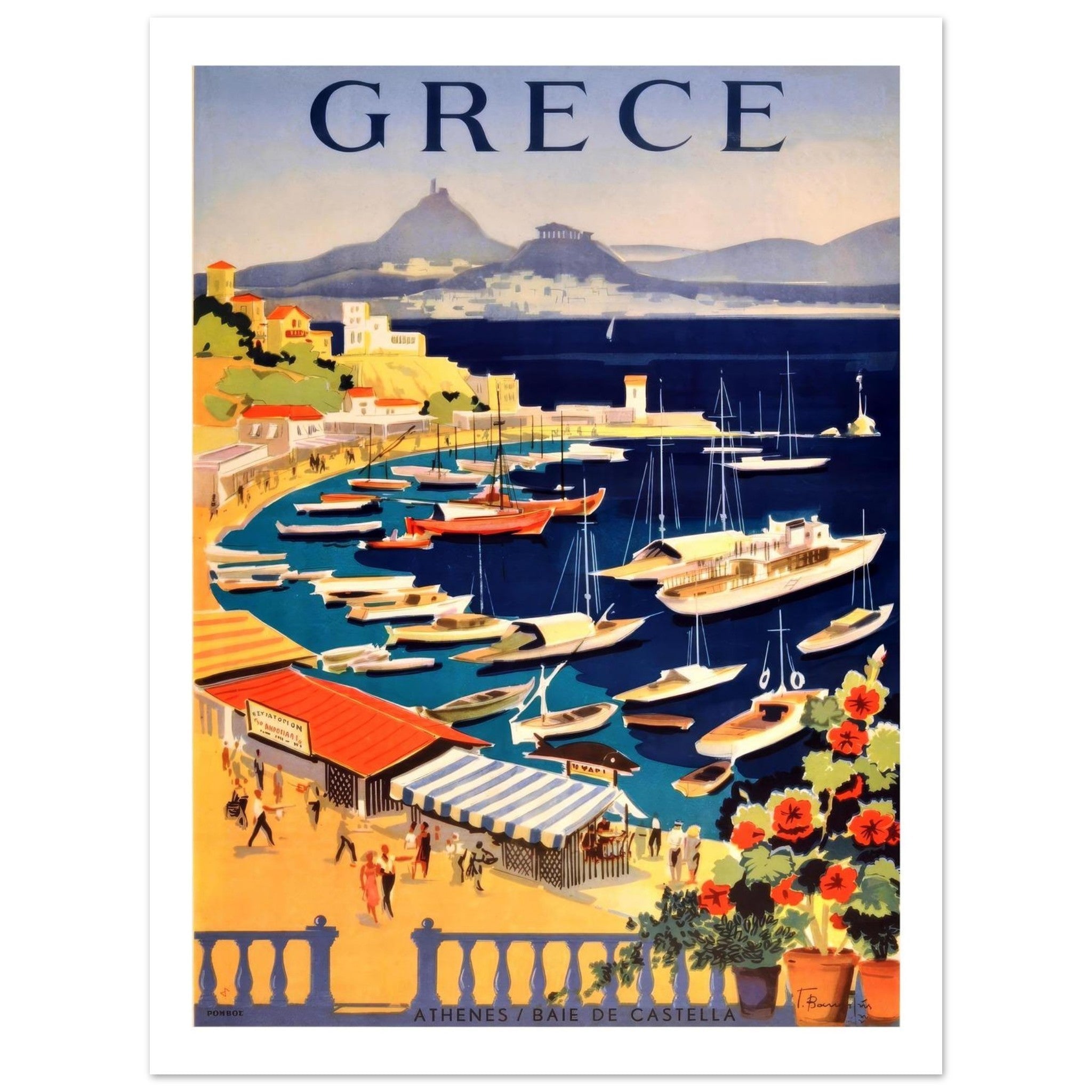 Greece Athens Baie de Castella Vintage Poster - Transit Art