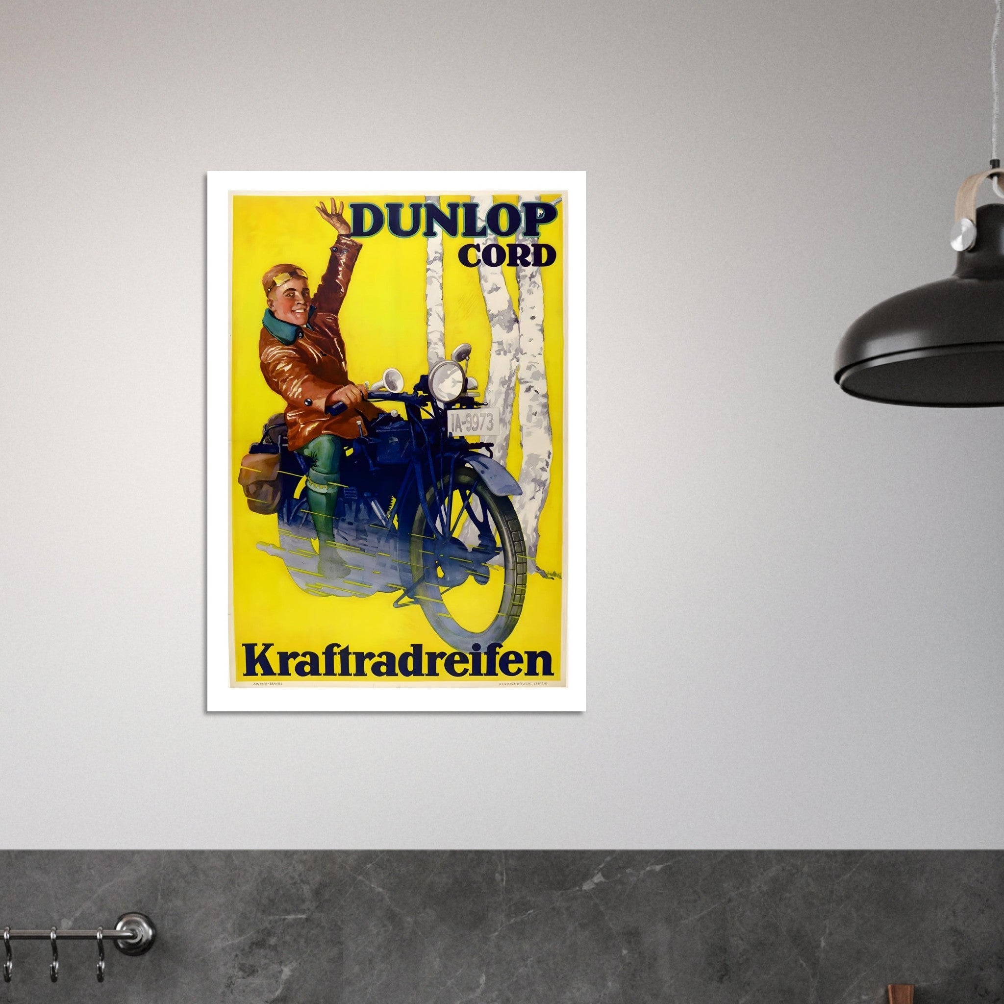 Iconic Dunlop Cord Kraftradreifen Advertising Poster - Transit Art
