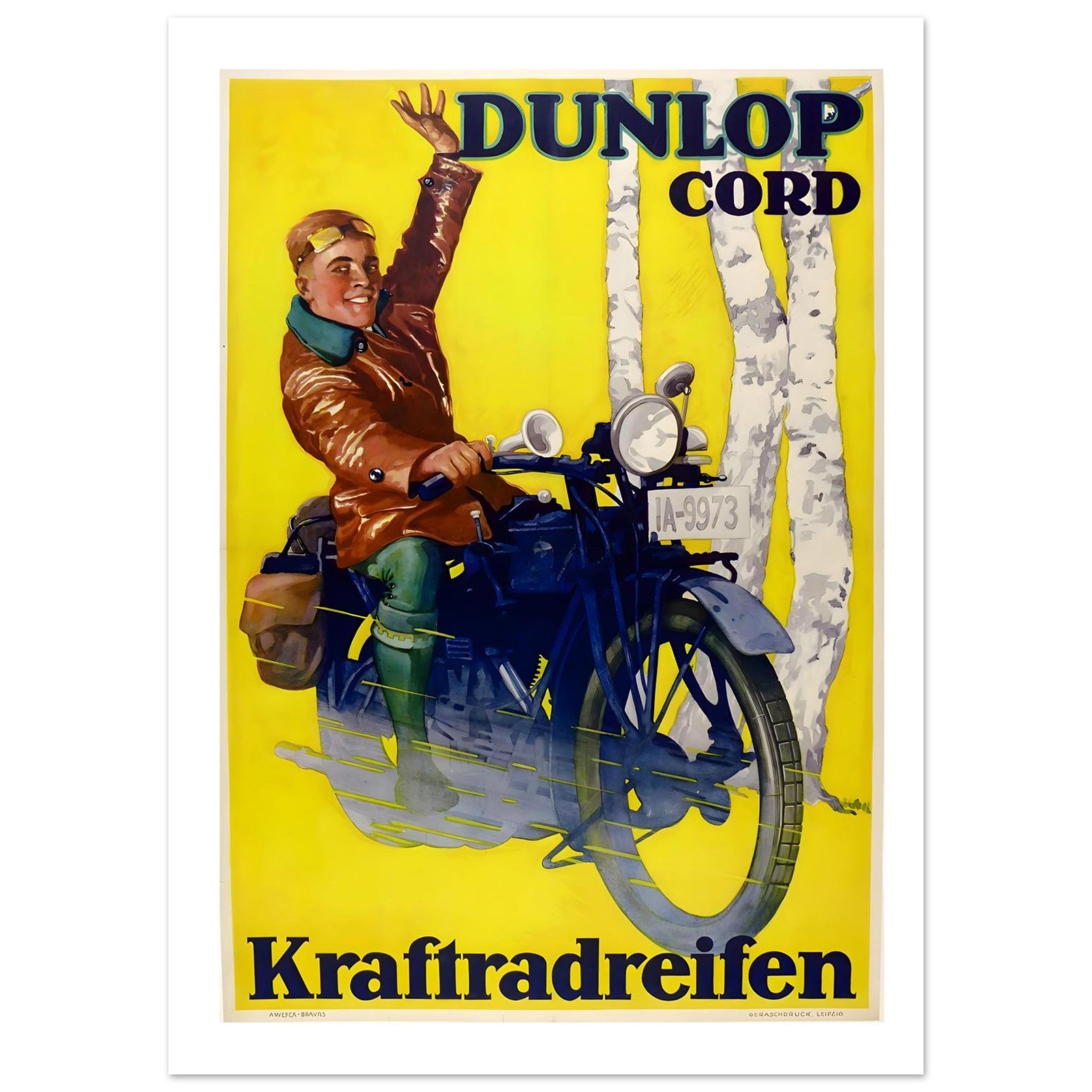 Iconic Dunlop Cord Kraftradreifen Advertising Poster - Transit Art