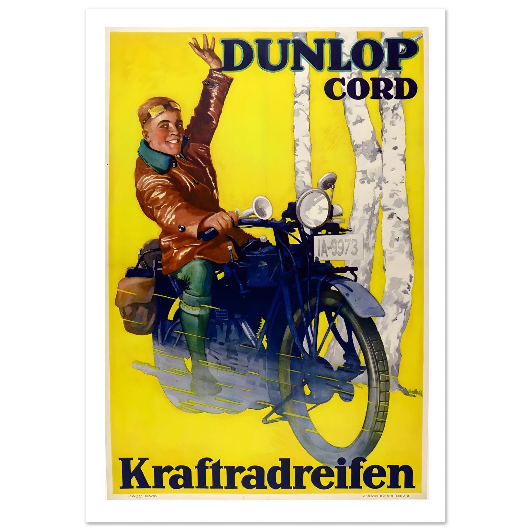 Iconic Dunlop Cord Kraftradreifen Advertising Poster - Transit Art