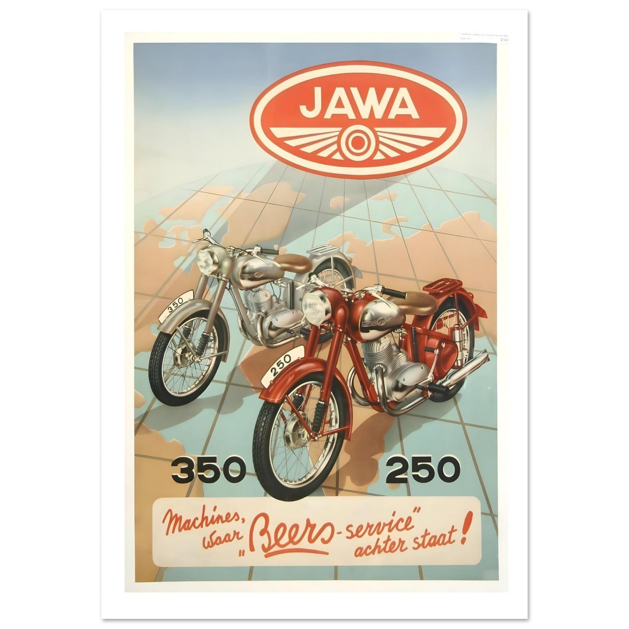 Jawa 350 and 250 Motorcycles Vintage Poster - Transit Art