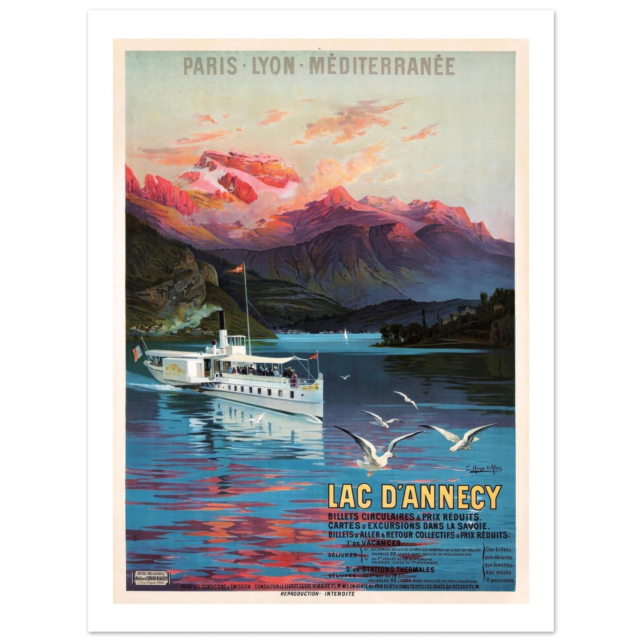 Lac d'Annecy Vintage Travel Poster - Transit Art