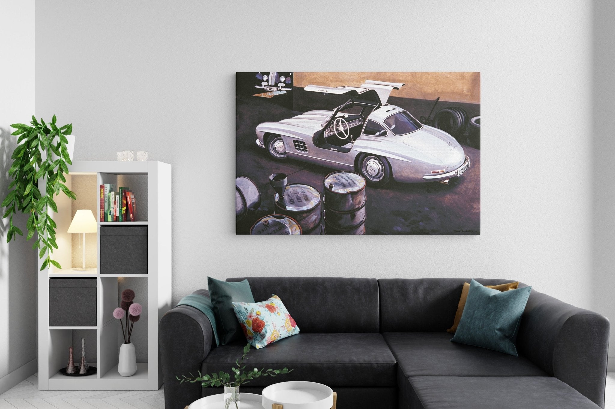 Mercedes 300 SL at Workshop - canvas - Transit Art