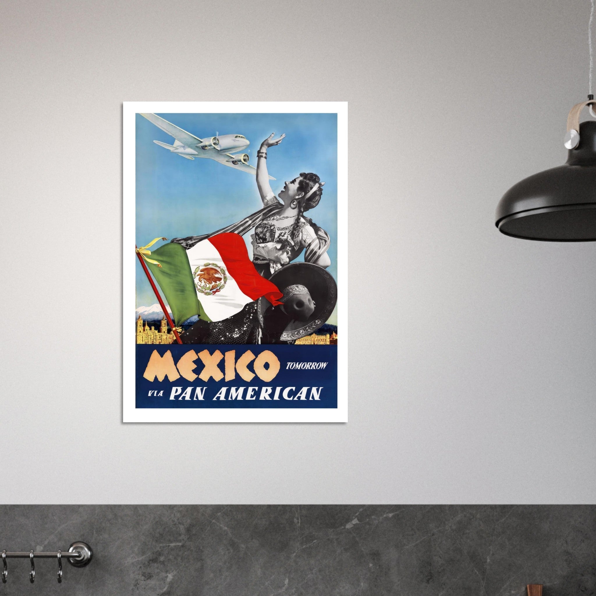 Mexico via Pan American Vintage Travel Poster - Transit Art