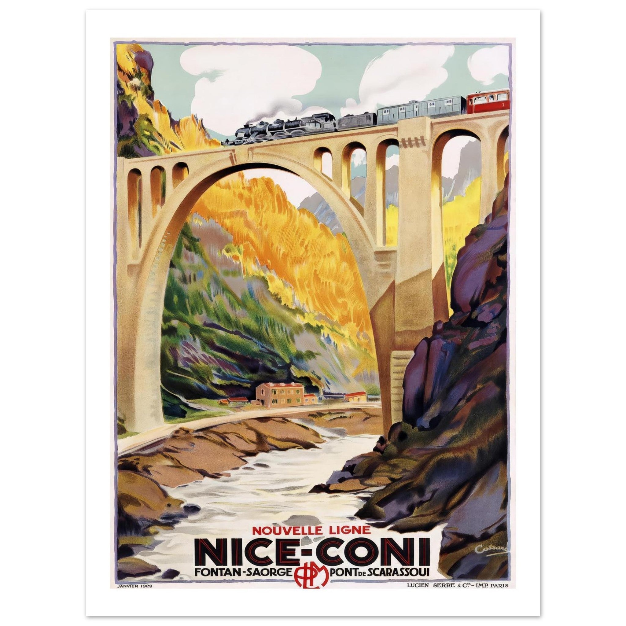 Nice - Coni Train Route Poster - Transit Art