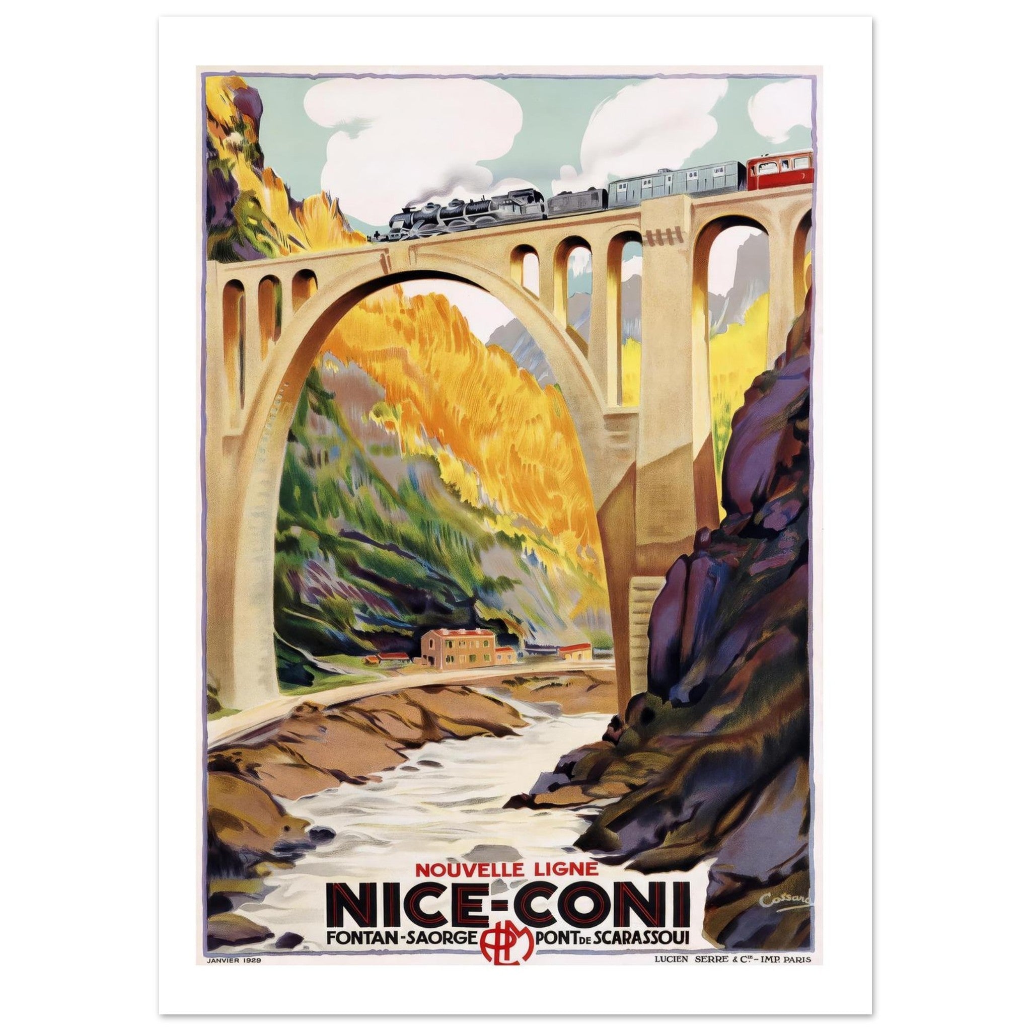 Nice - Coni Train Route Poster - Transit Art