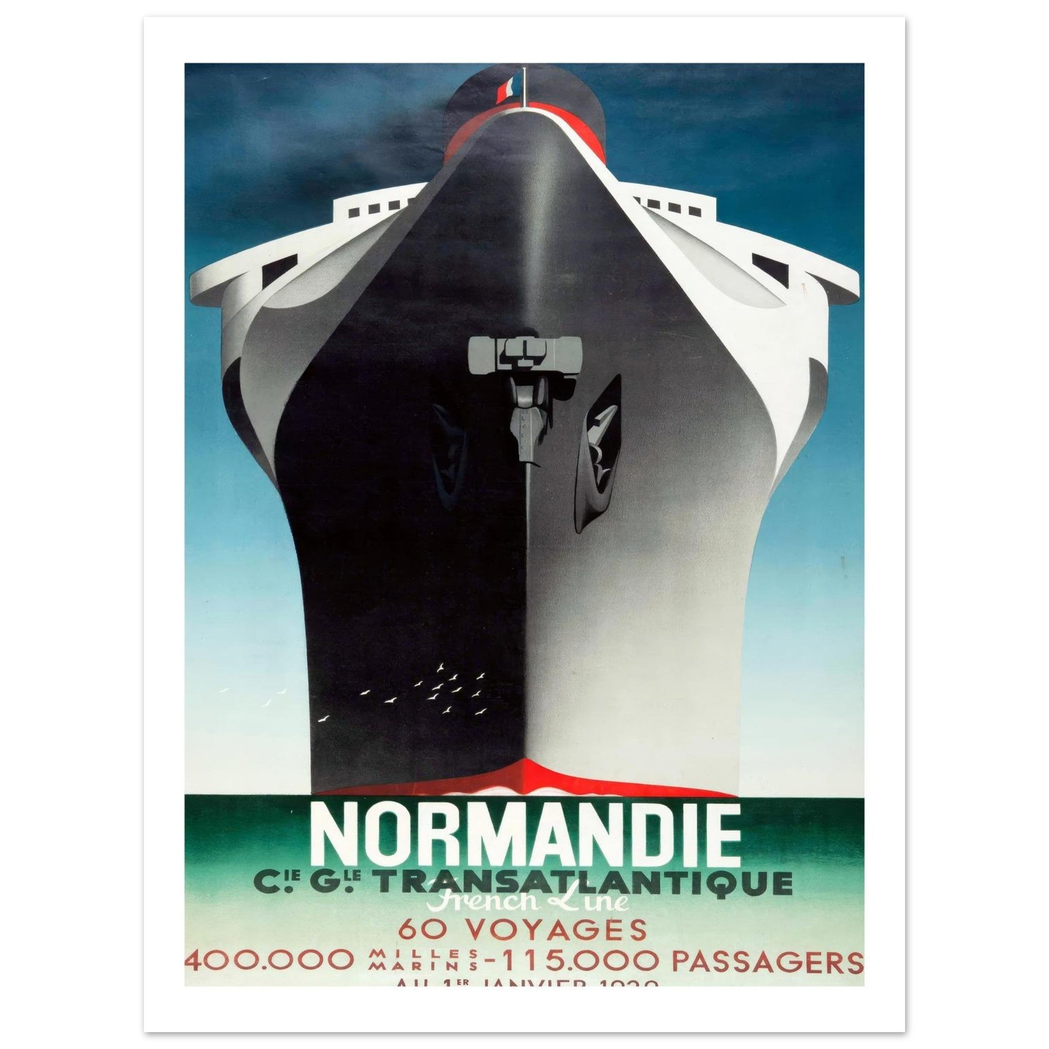Normandie French Line Vintage Poster - Transit Art