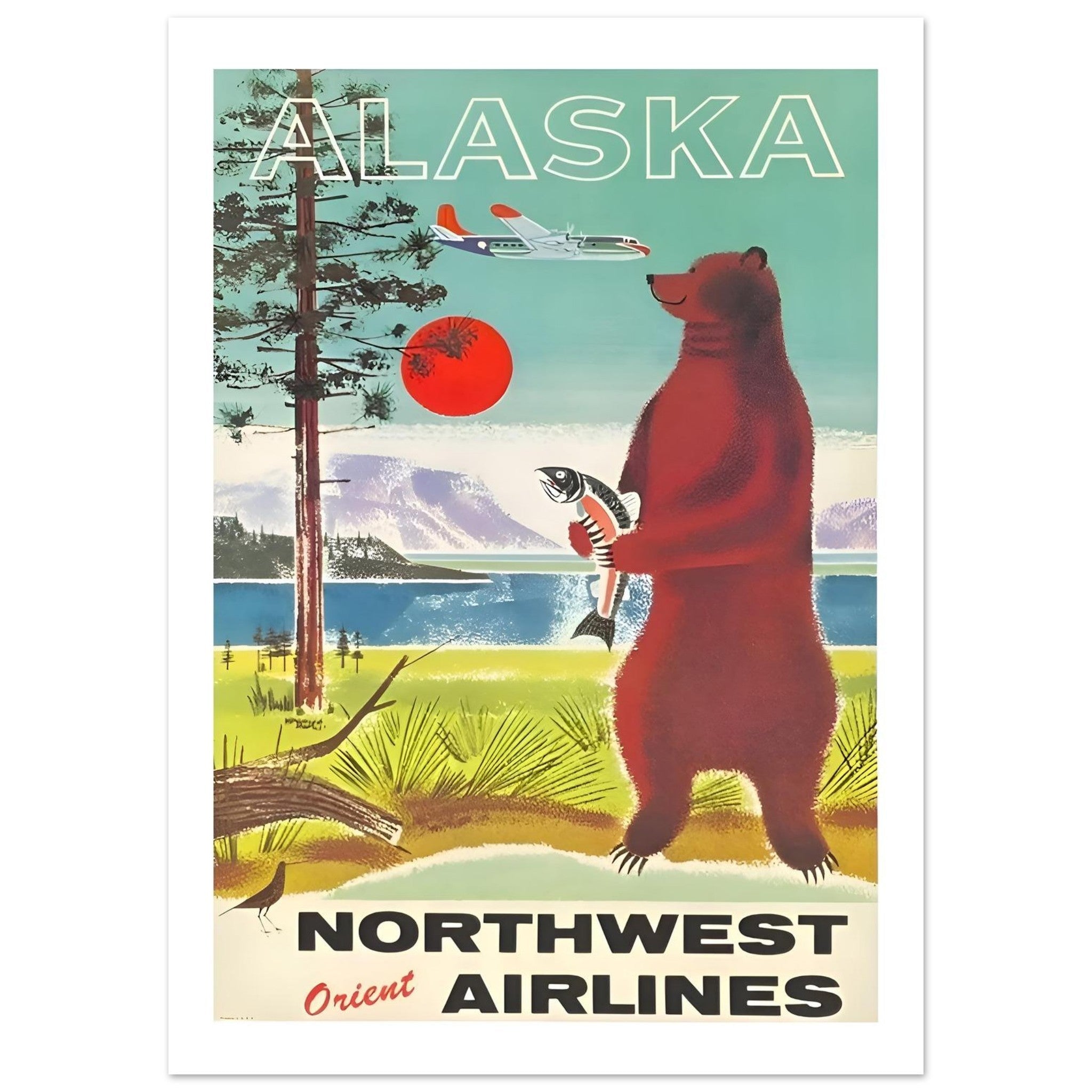 Northwest Orient Airlines Poster Featuring Alaska's Great Outdoors - Transit Art