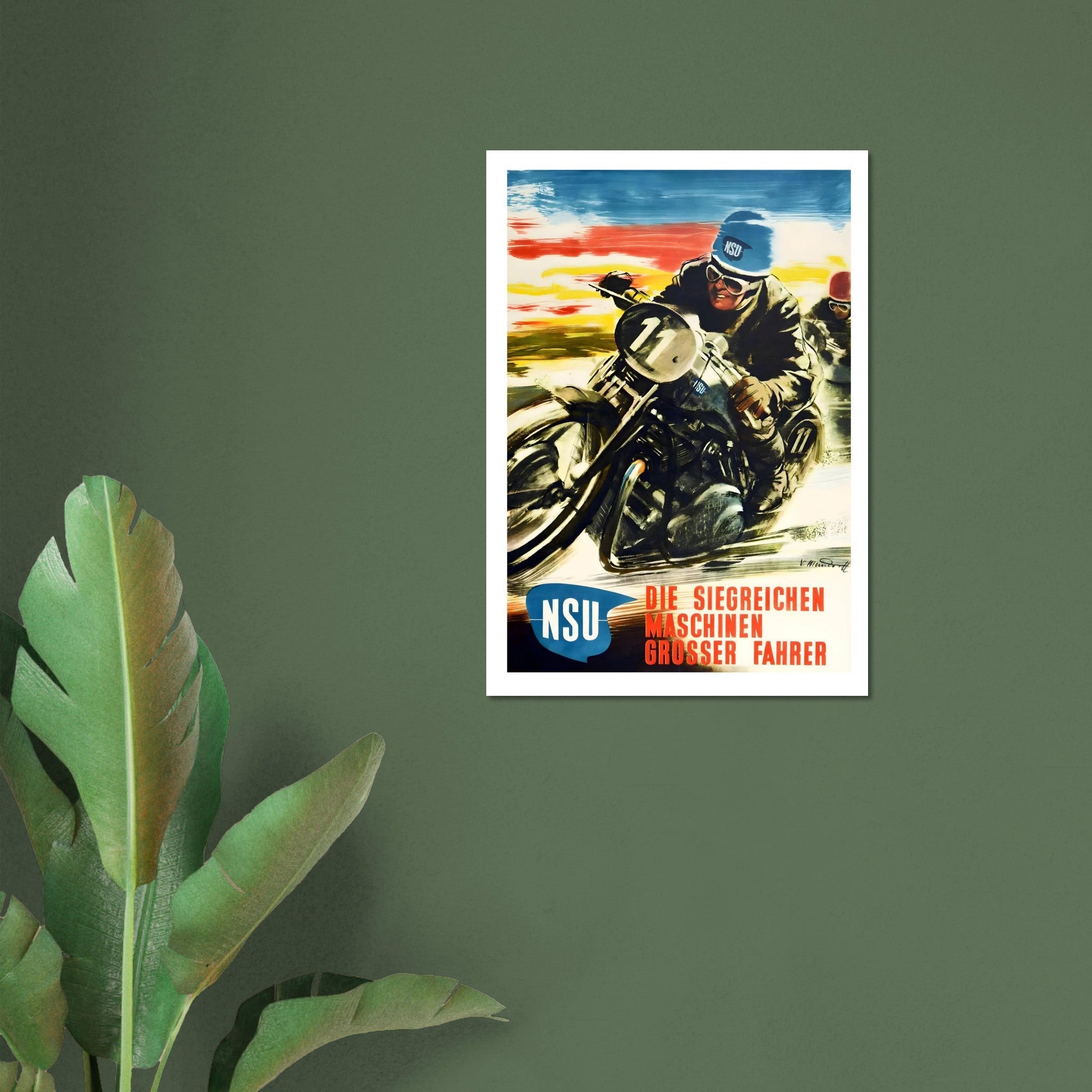 NSU Motorcycle Race Poster: Machines of Champions - Transit Art