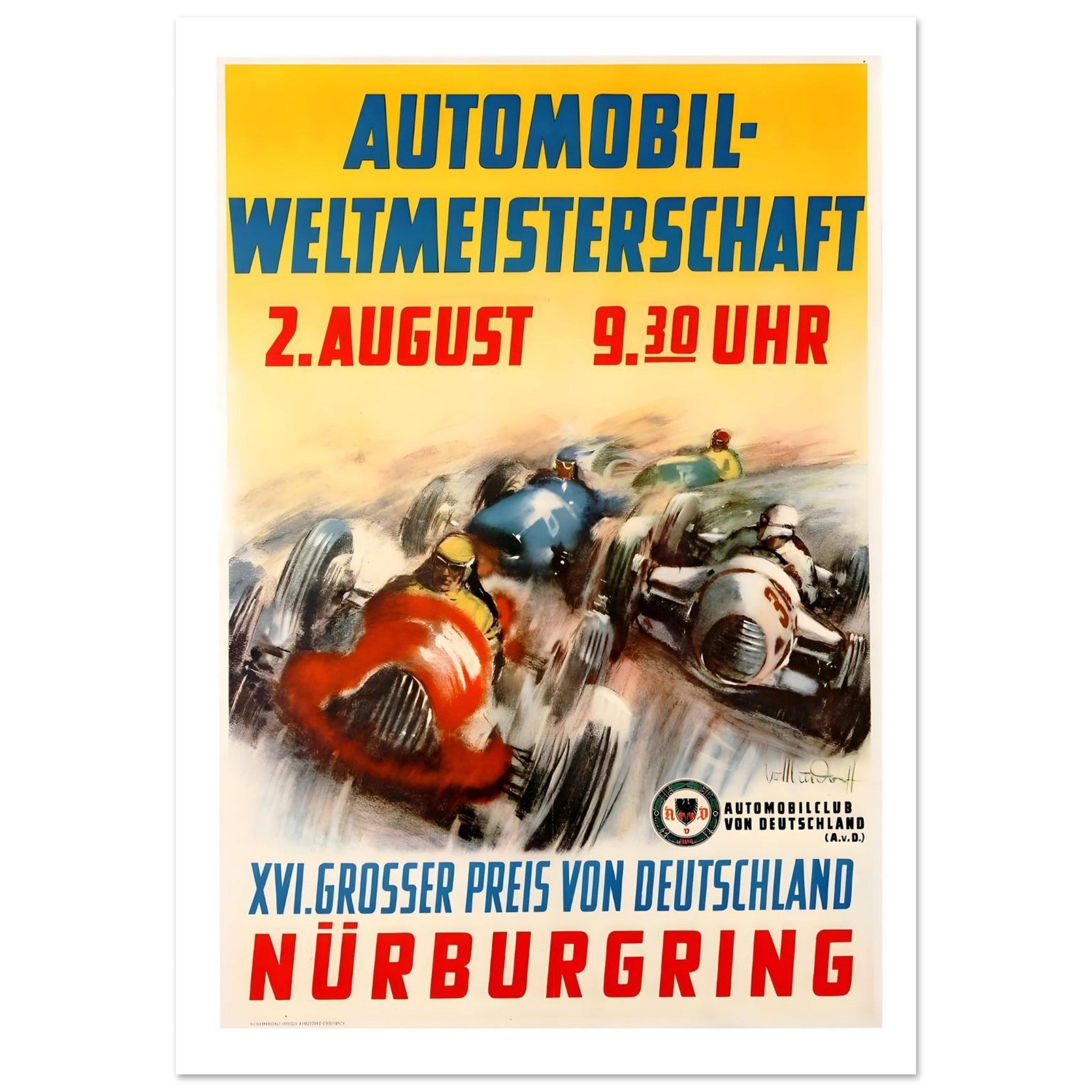 Nürburgring XVI Grosser Preis von Deutschland Poster - Transit Art