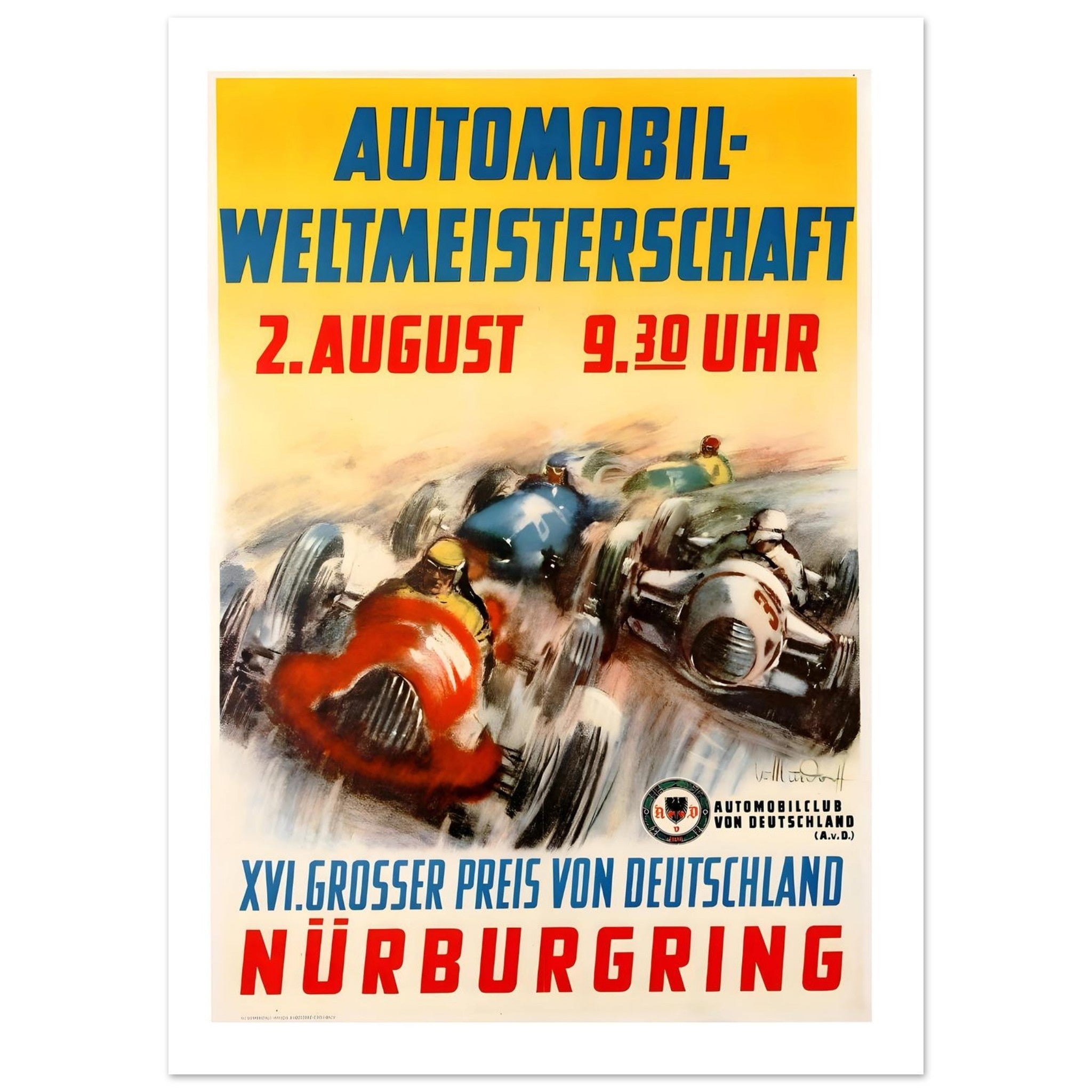 Nürburgring XVI Grosser Preis von Deutschland Poster - Transit Art