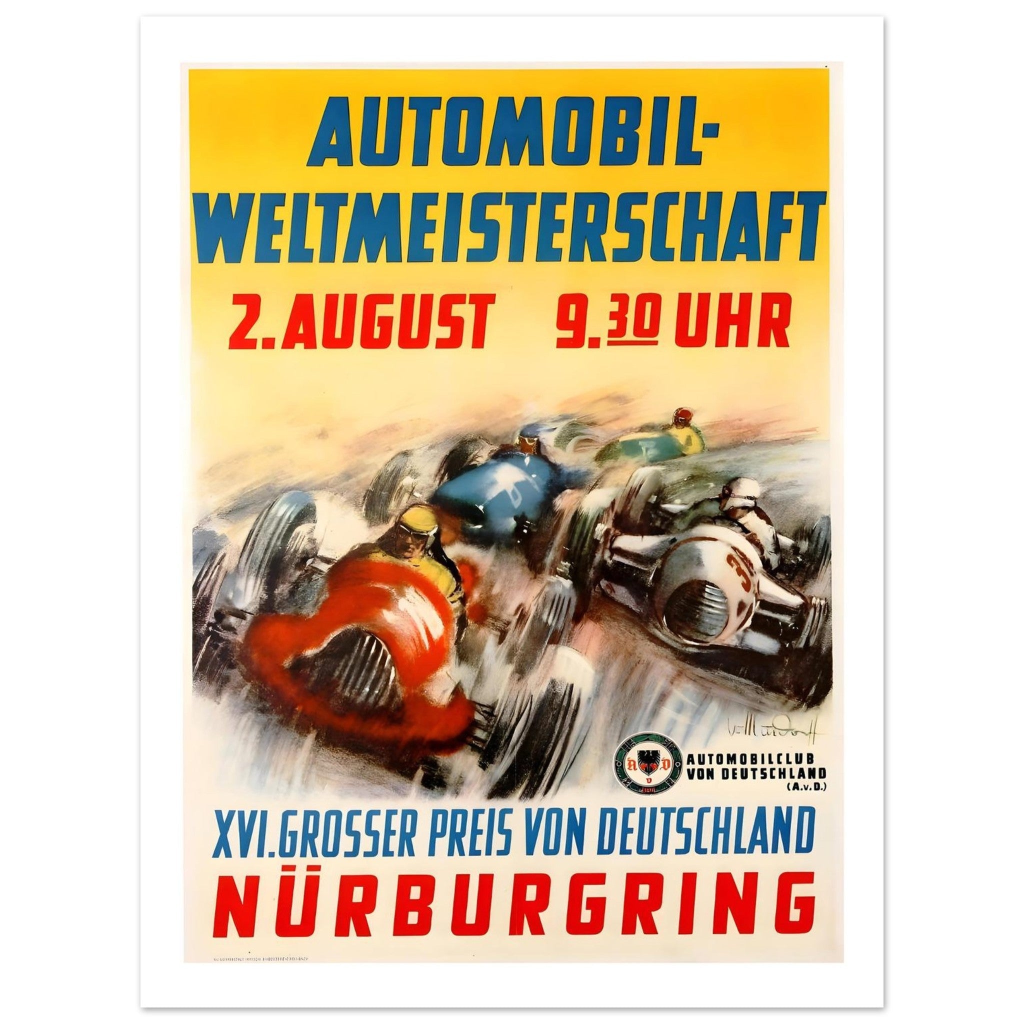 Nürburgring XVI Grosser Preis von Deutschland Poster - Transit Art