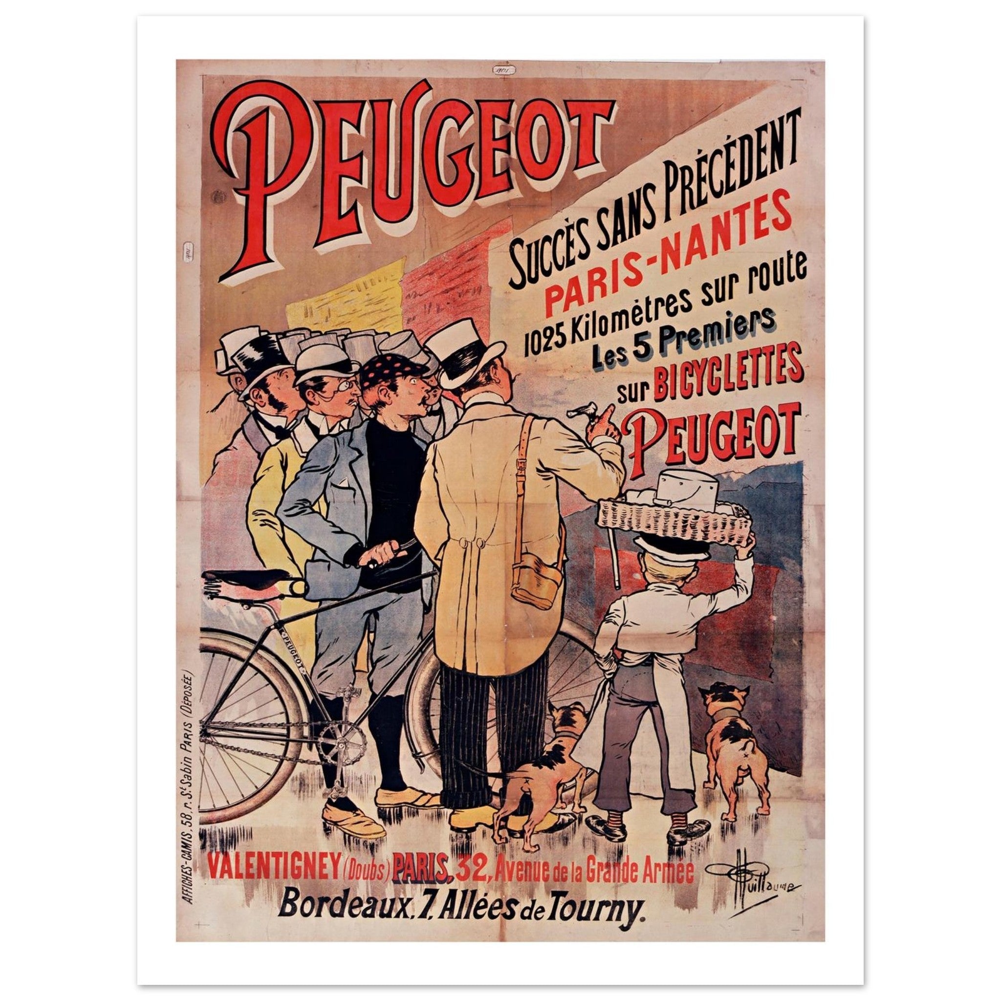 Peugeot Bicycles Paris - Nantes Racing Victory Poster - Transit Art