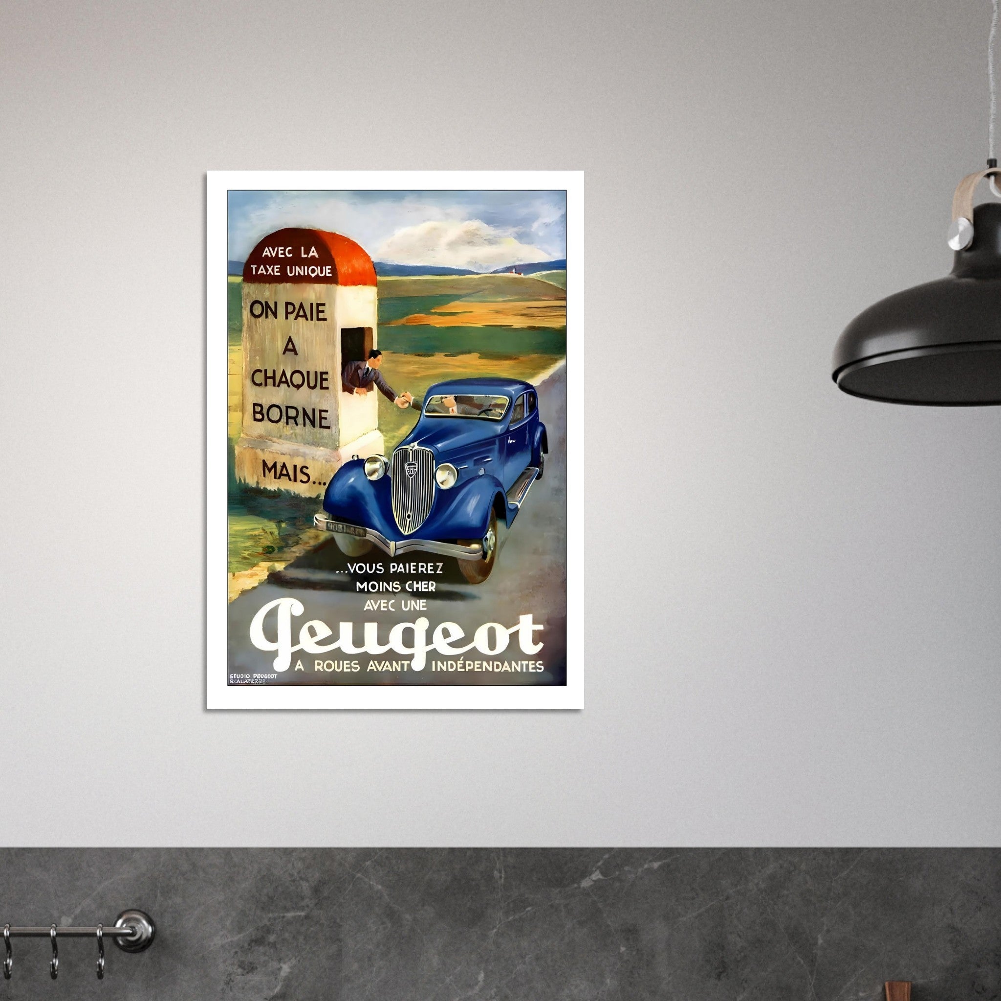 Peugeot Independent Front Wheels Vintage Taxe Unique Poster - Transit Art