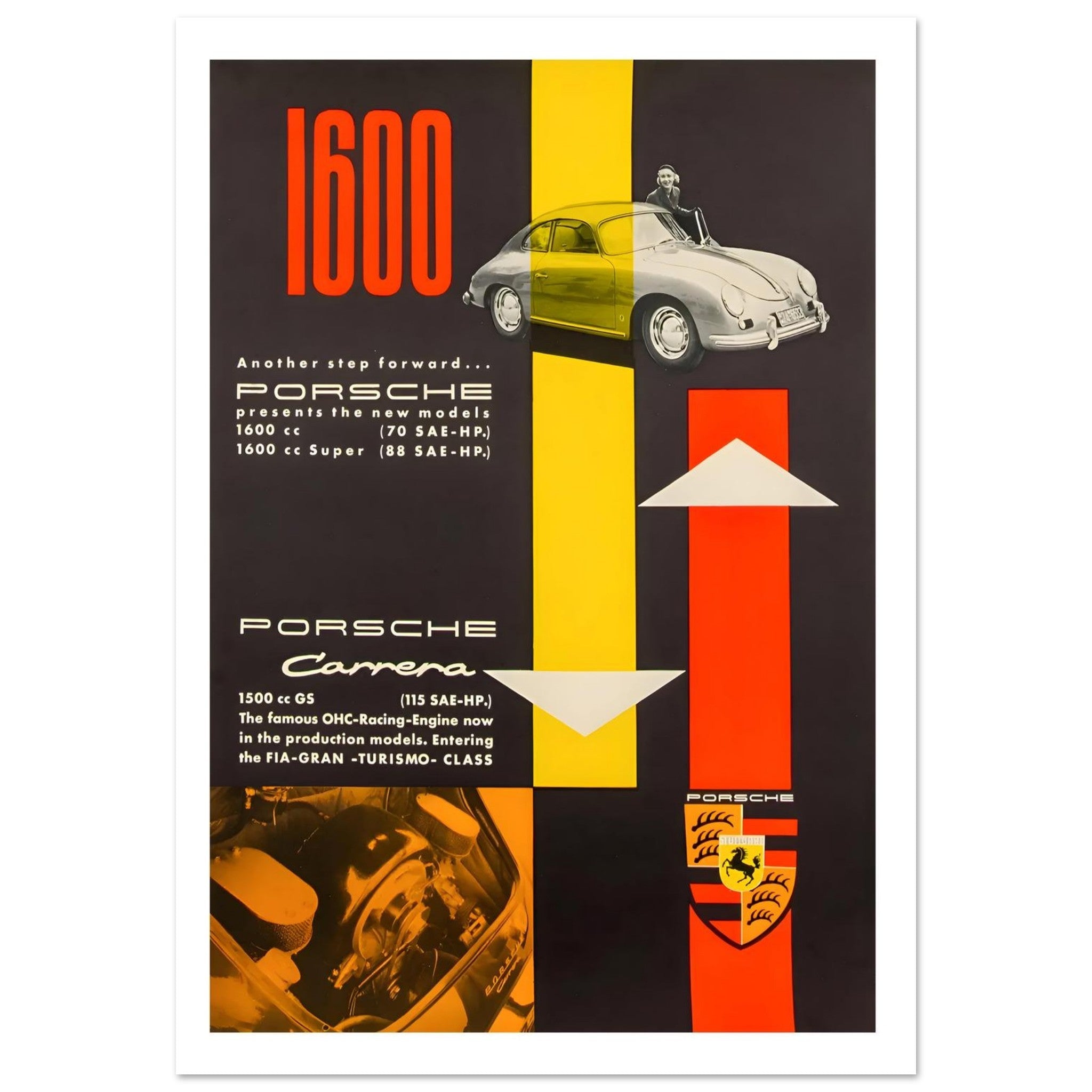 Porsche 1600 &amp; Carrera Performance Progress Poster - Transit Art
