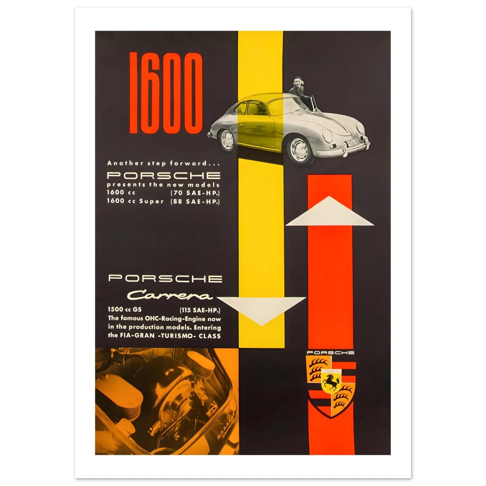 Porsche 1600 &amp; Carrera Performance Progress Poster - Transit Art