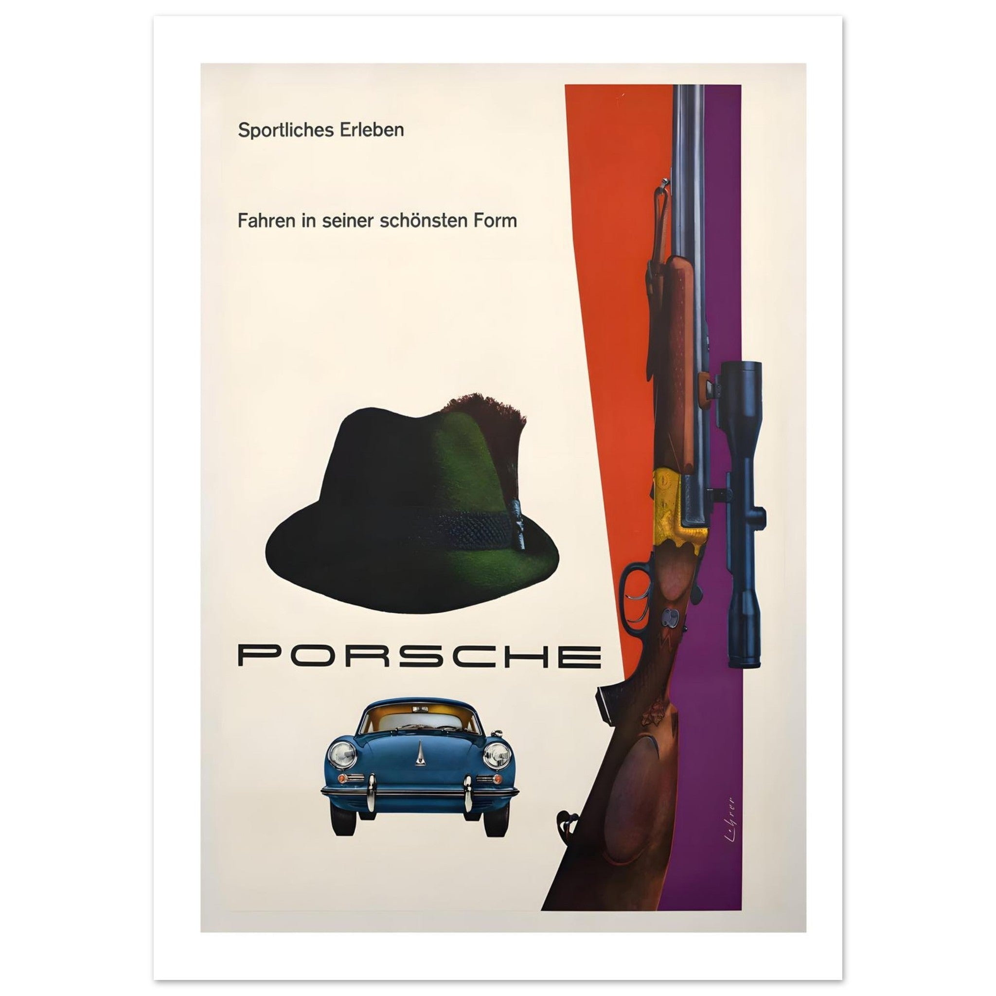 Porsche “Sportliches Erleben” Vintage German Poster - Transit Art