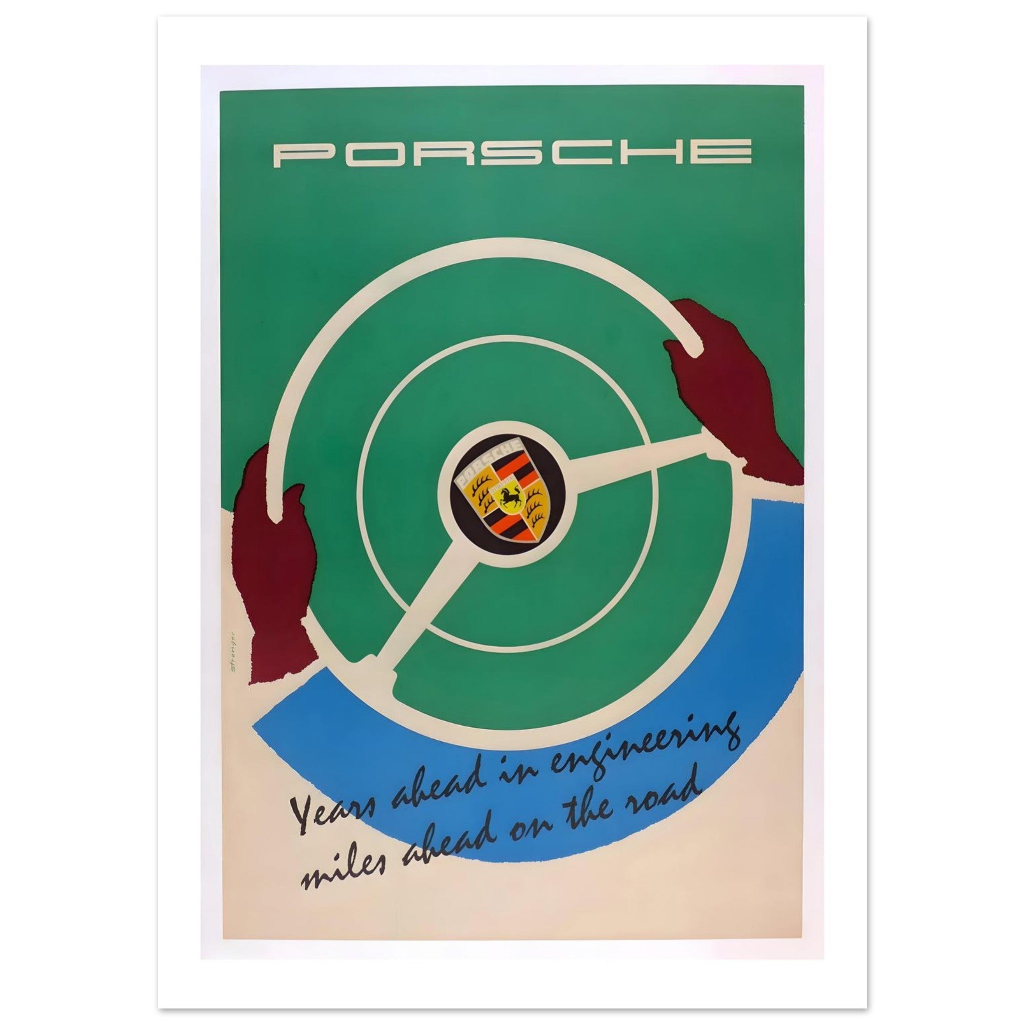 Porsche Steering Wheel Engineering Excellence Poster - Transit Art
