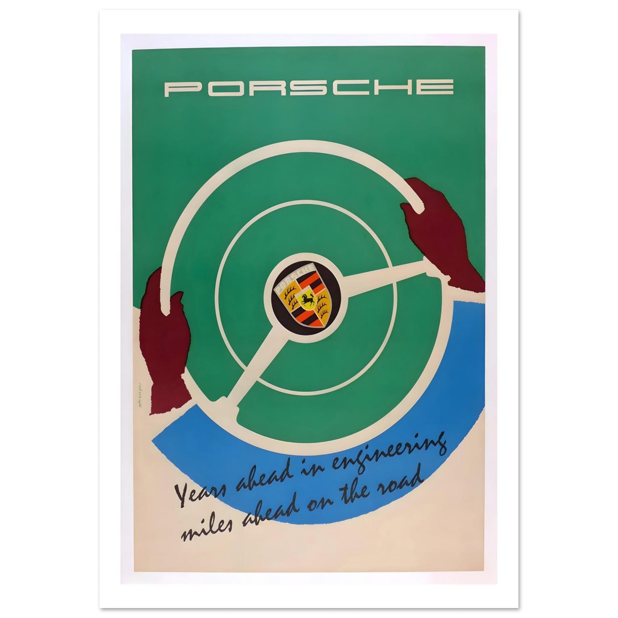 Porsche Steering Wheel Engineering Excellence Poster - Transit Art