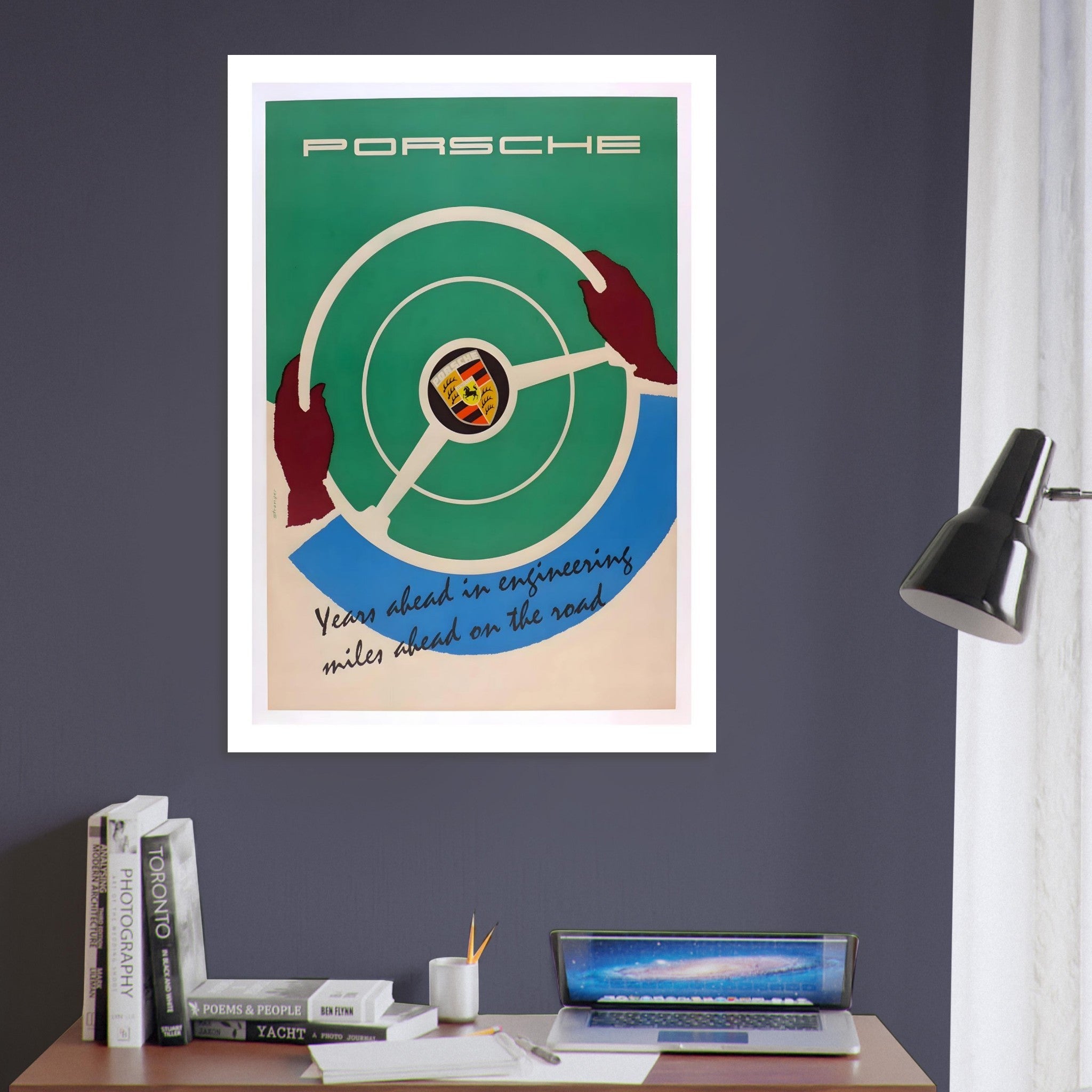 Porsche Steering Wheel Engineering Excellence Poster - Transit Art