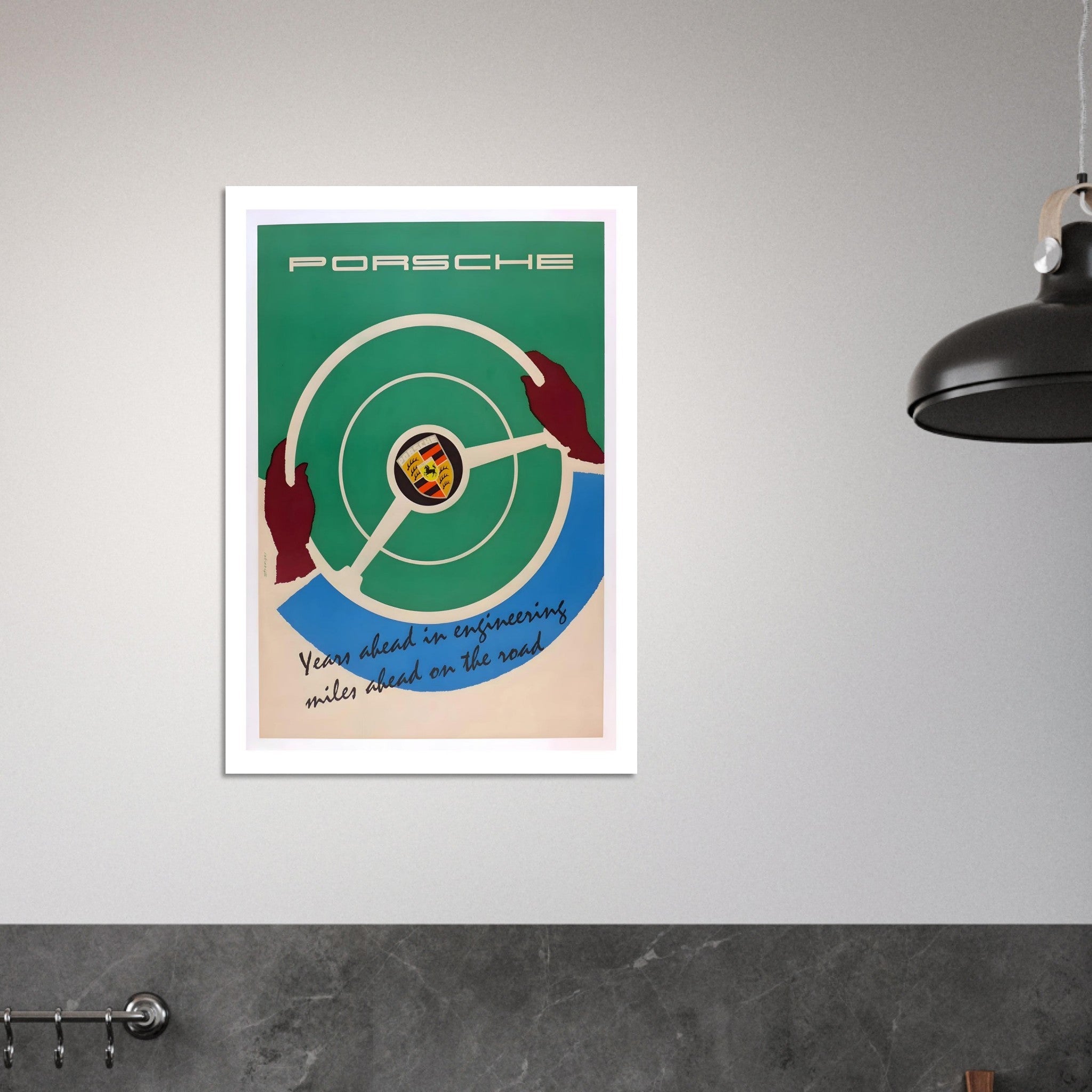 Porsche Steering Wheel Engineering Excellence Poster - Transit Art