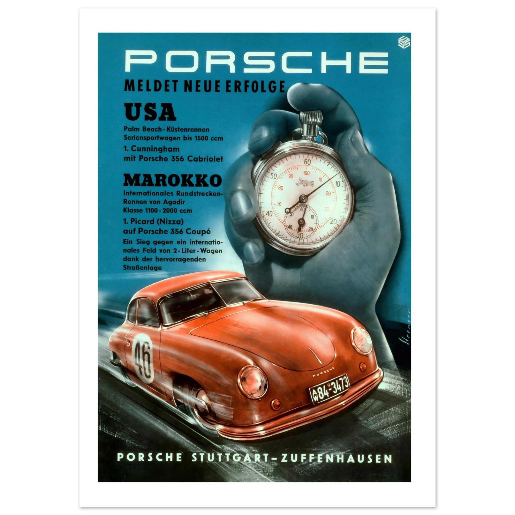 Porsche USA &amp; Morocco Racing Triumphs Poster - Transit Art