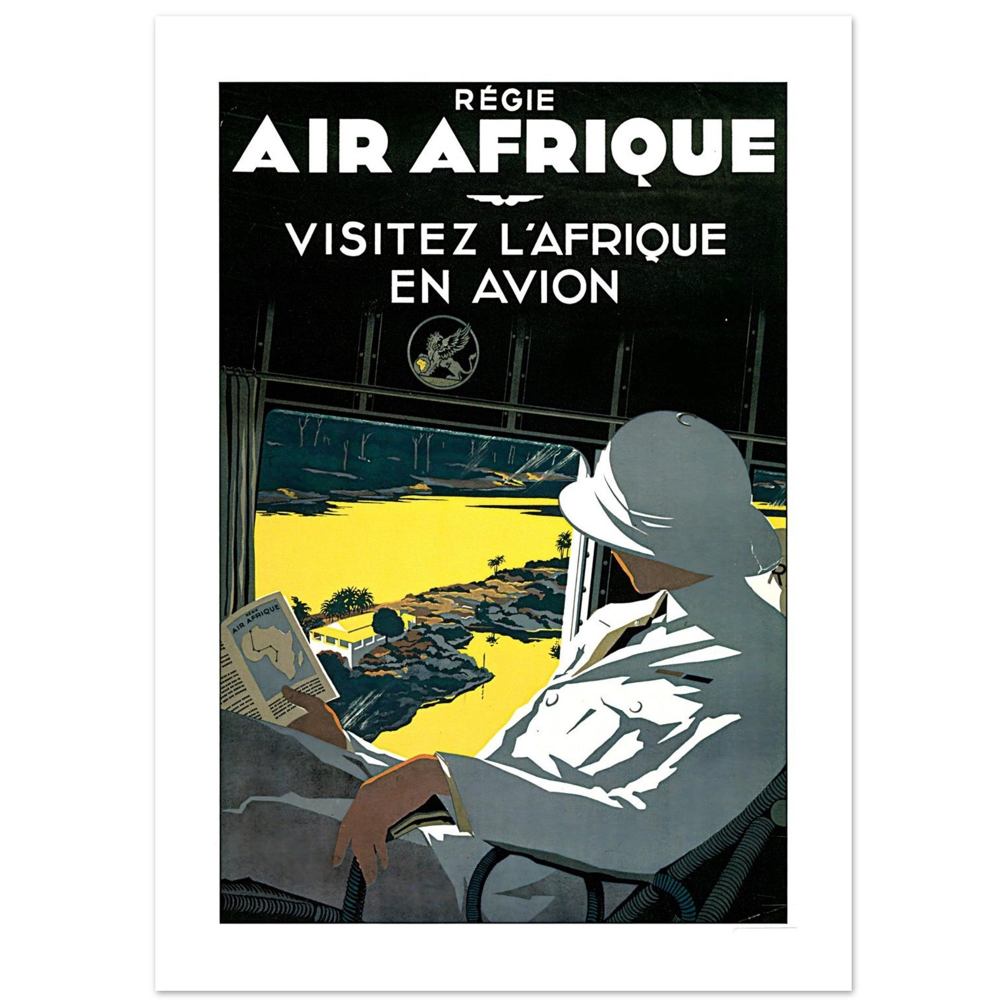 Régie Air Afrique Visitez l’Afrique Vintage Cabin Poster - Transit Art