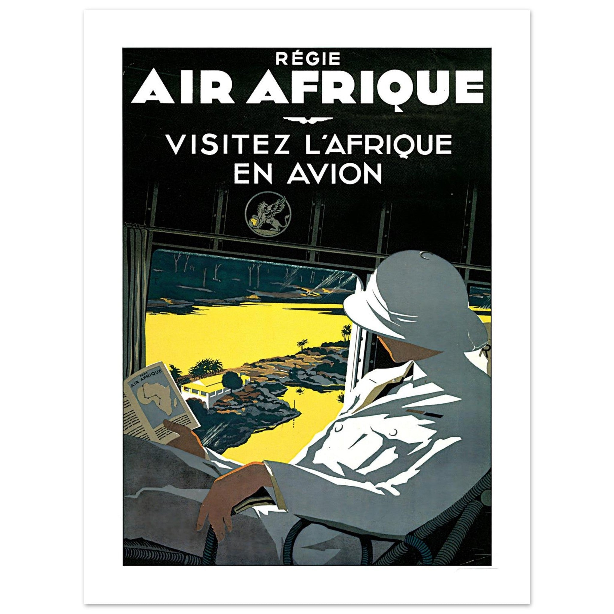Régie Air Afrique Visitez l’Afrique Vintage Cabin Poster - Transit Art