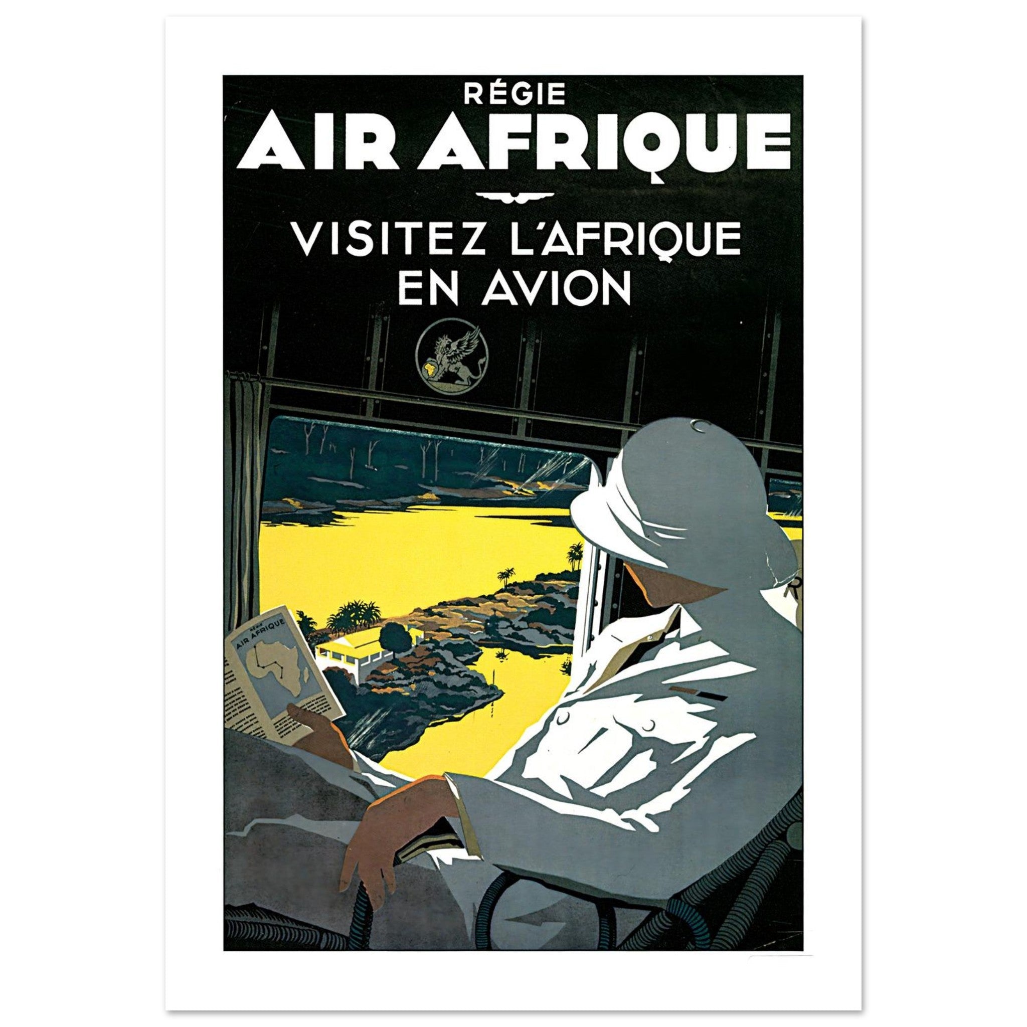Régie Air Afrique Visitez l’Afrique Vintage Cabin Poster - Transit Art