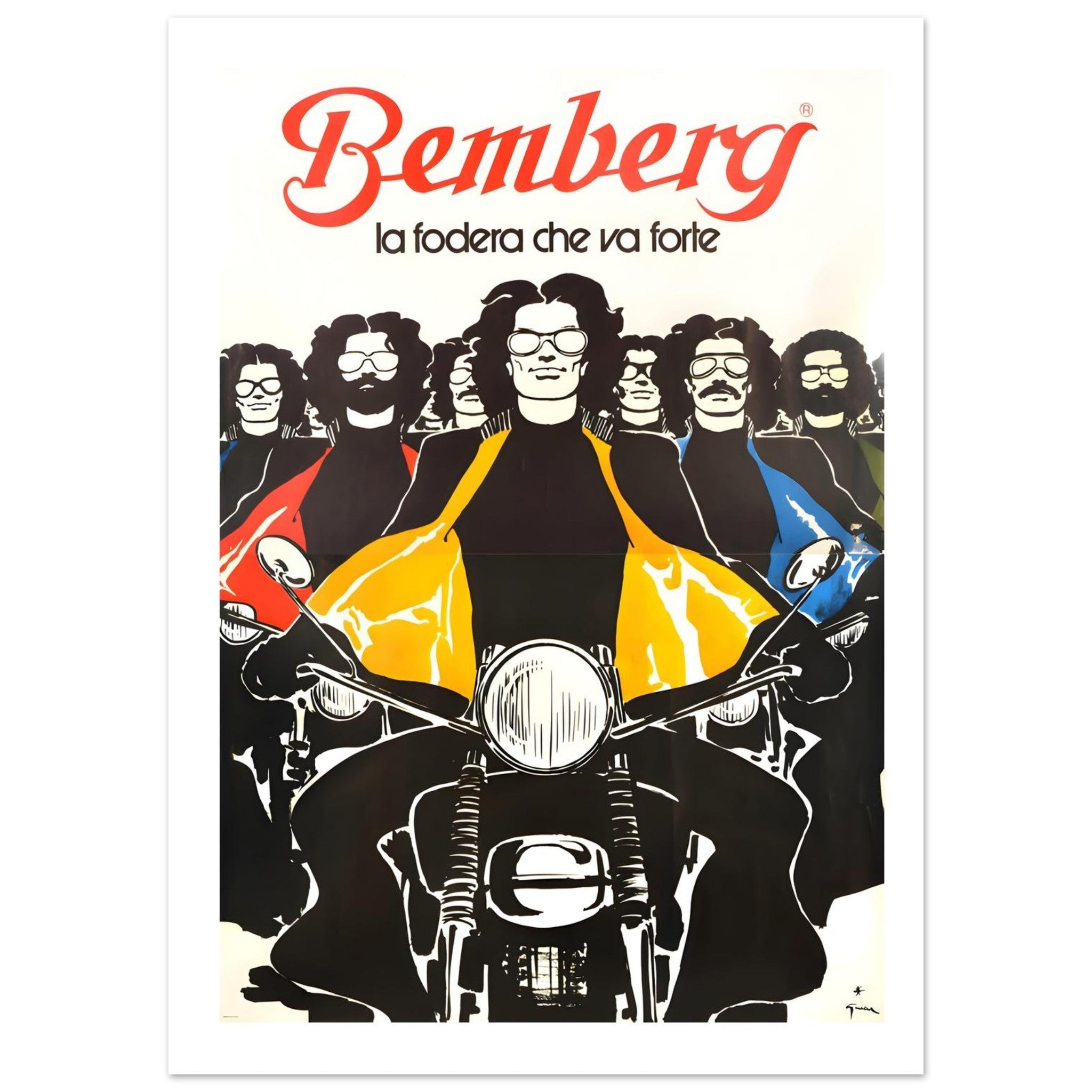 Retro Bemberg Italian Motorcycle Fashion Poster - Transit Art