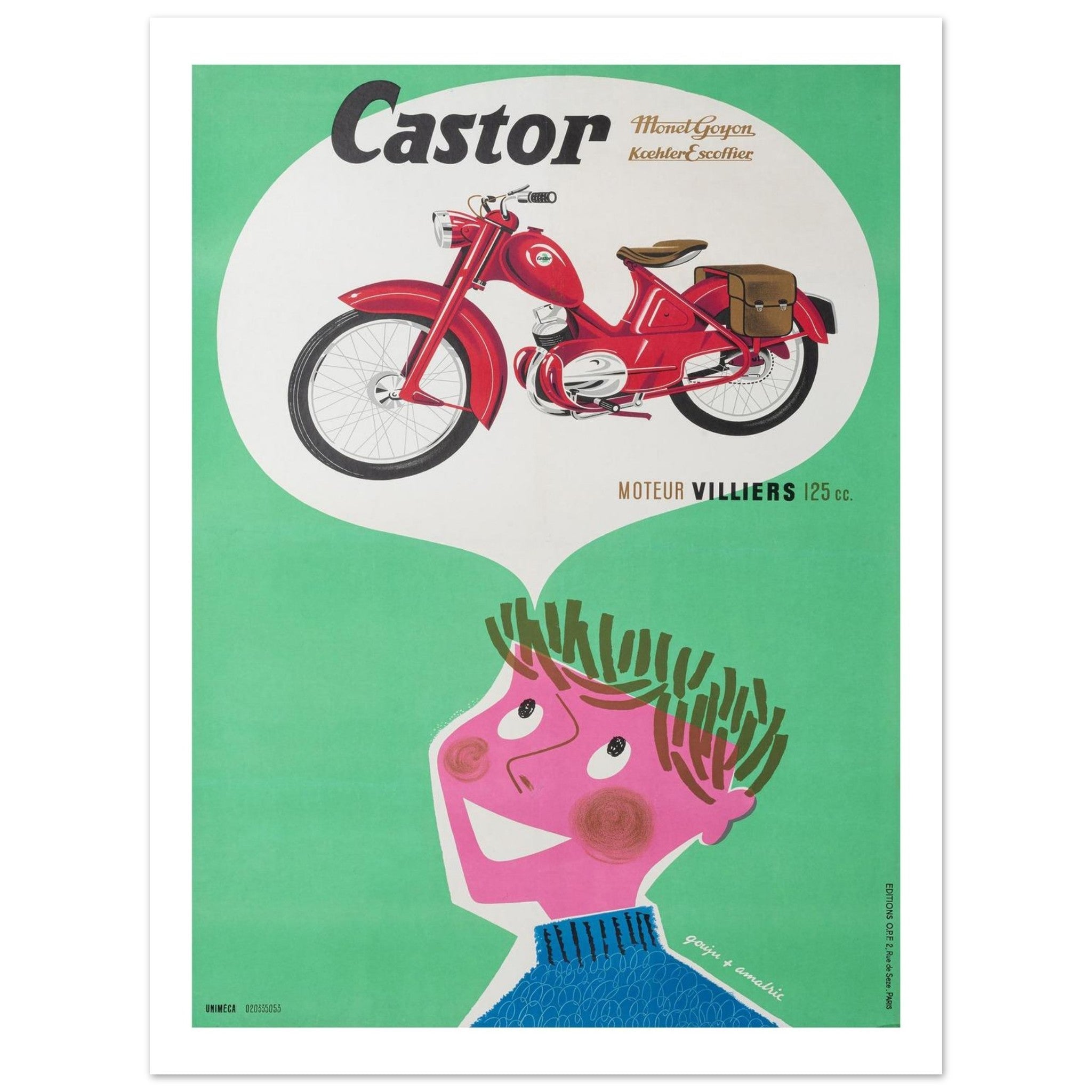 Retro Castor Monet Goyon Motorcycle Poster - Transit Art