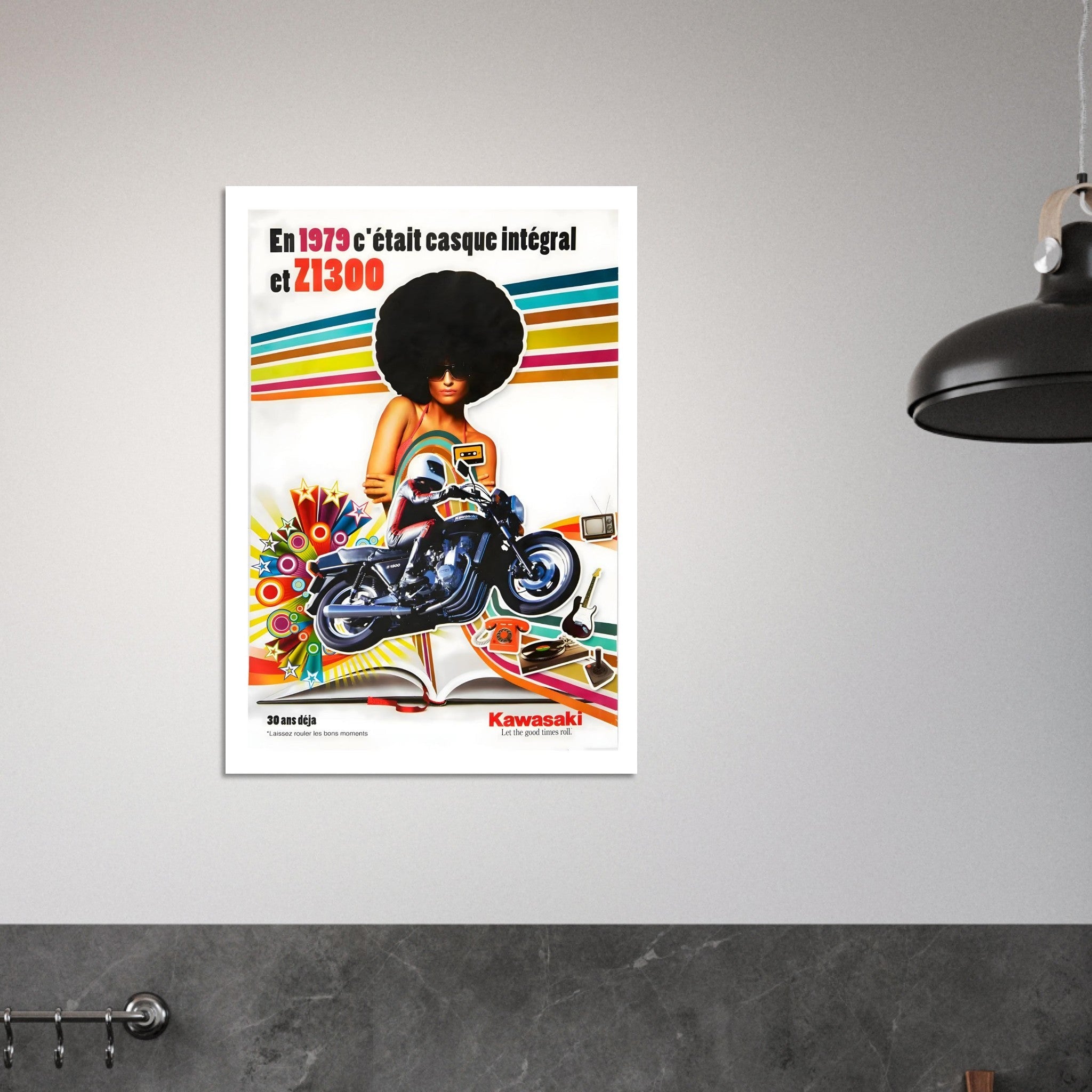 Retro Kawasaki Z1300 Poster Celebrating Iconic 1970s Style - Transit Art