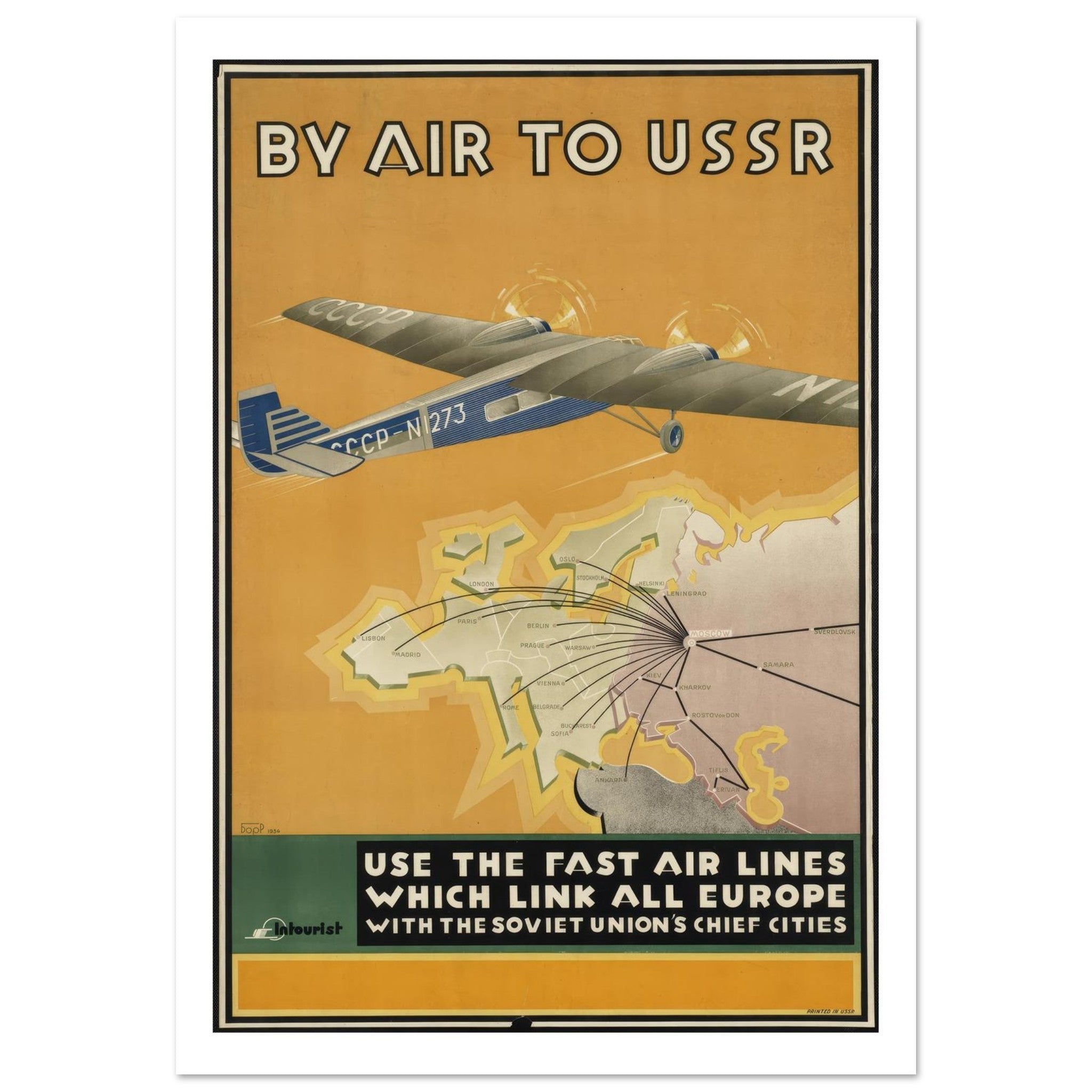 Soviet Union Air Travel Poster - Transit Art