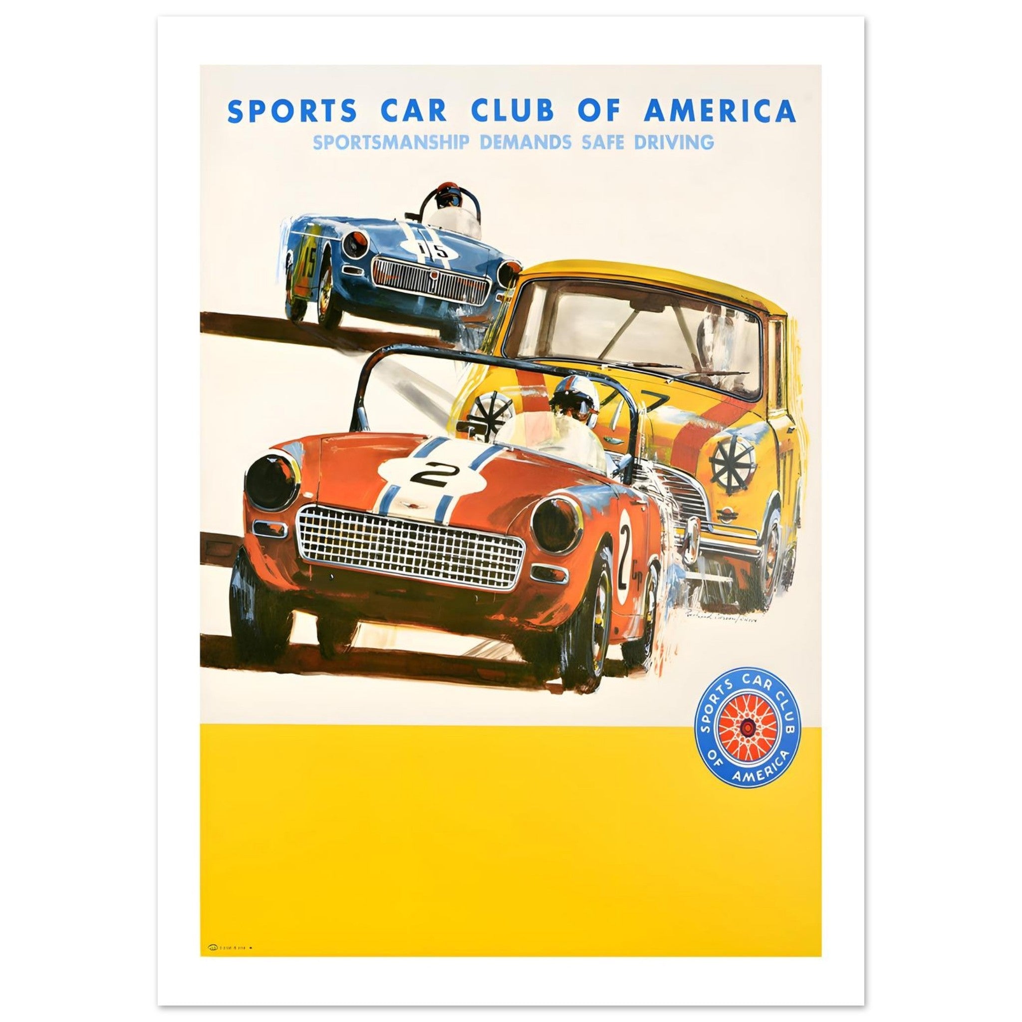 Sports Car Club of America Vintage Racing Safety Poster - Transit Art
