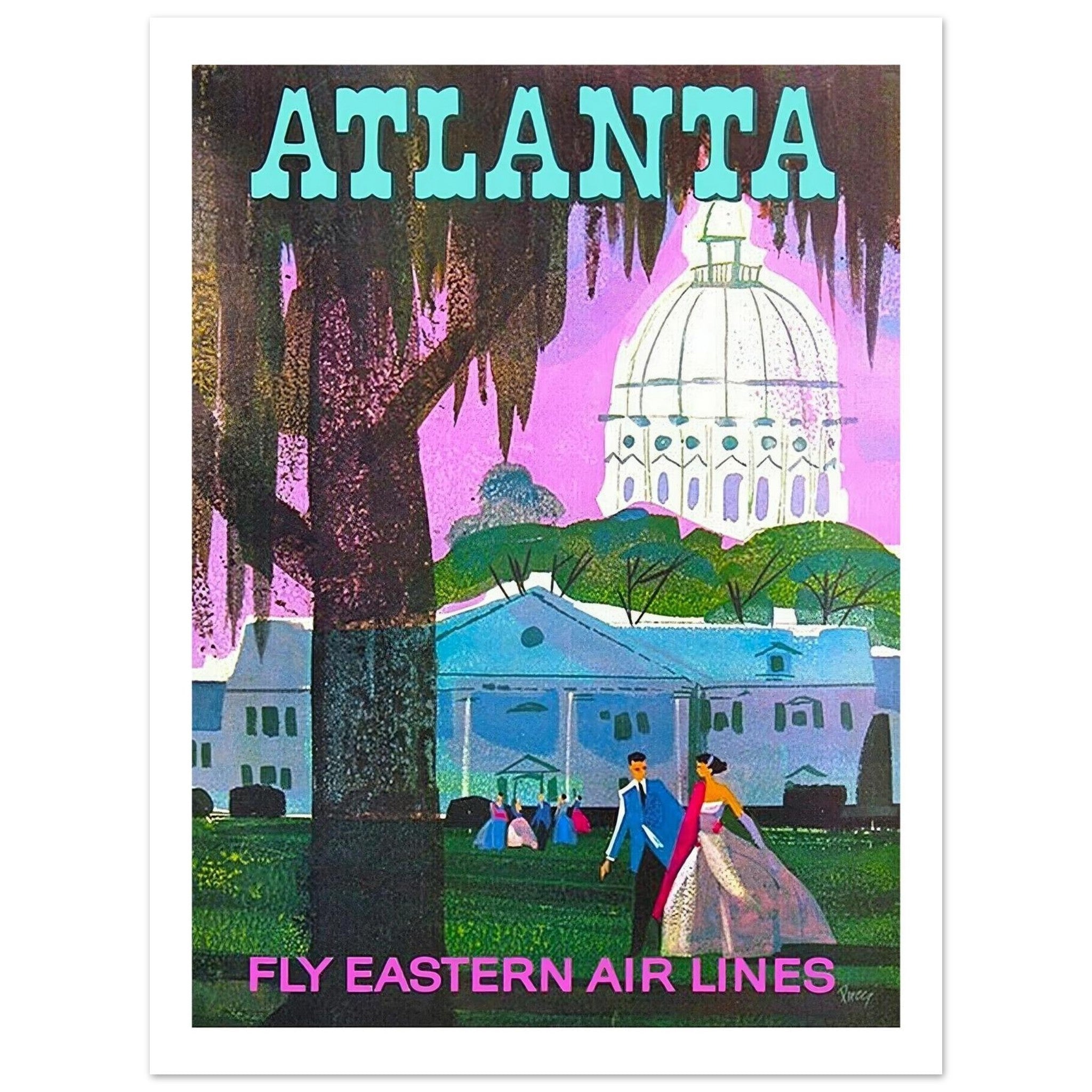 Stunning Eastern Air Lines Poster Celebrating Atlanta's Elegance - Transit Art