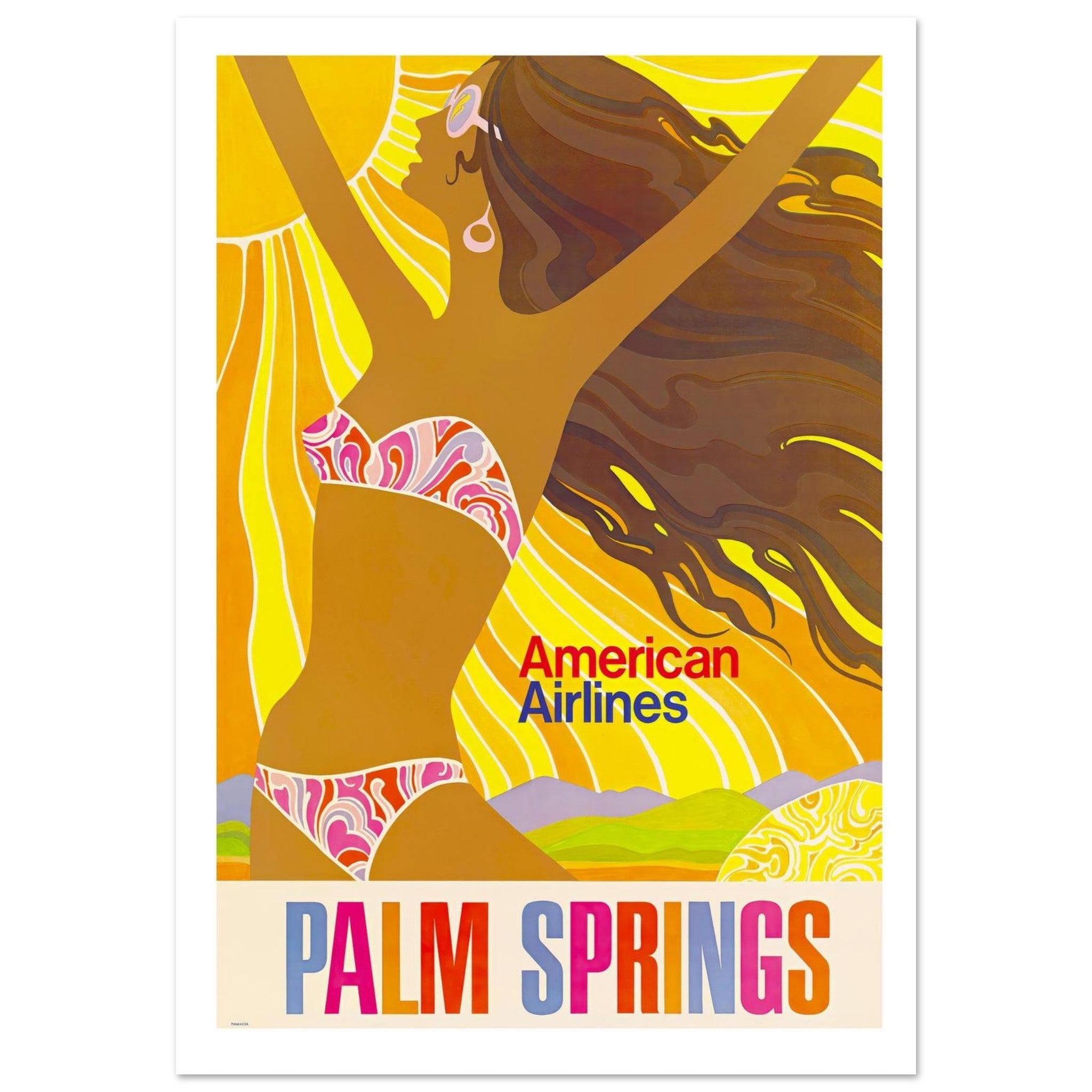 Sunny Palm Springs – American Airlines Poster - Transit Art