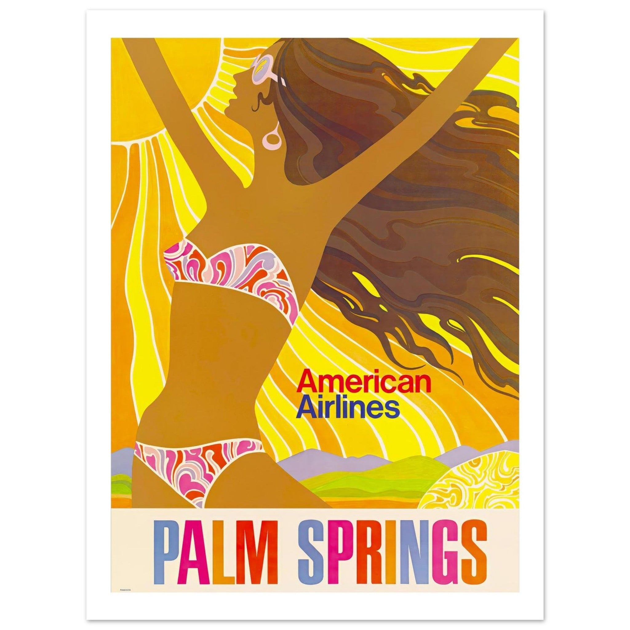 Sunny Palm Springs – American Airlines Poster - Transit Art