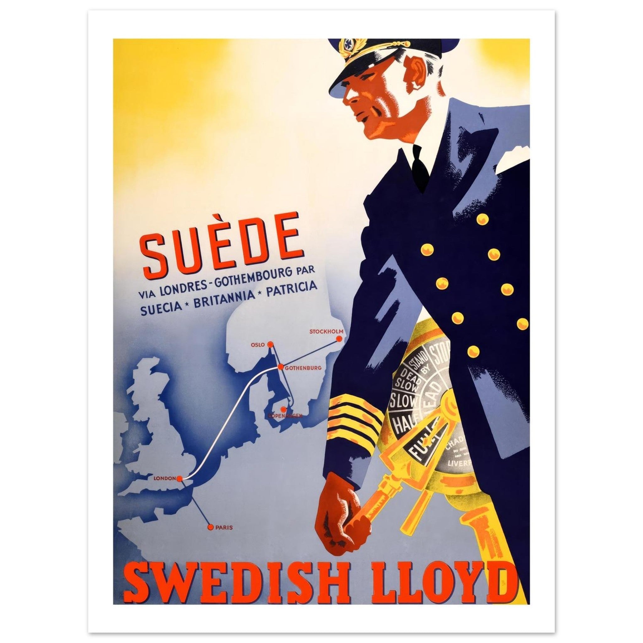 Swedish Lloyd Shipping Poster - Transit Art