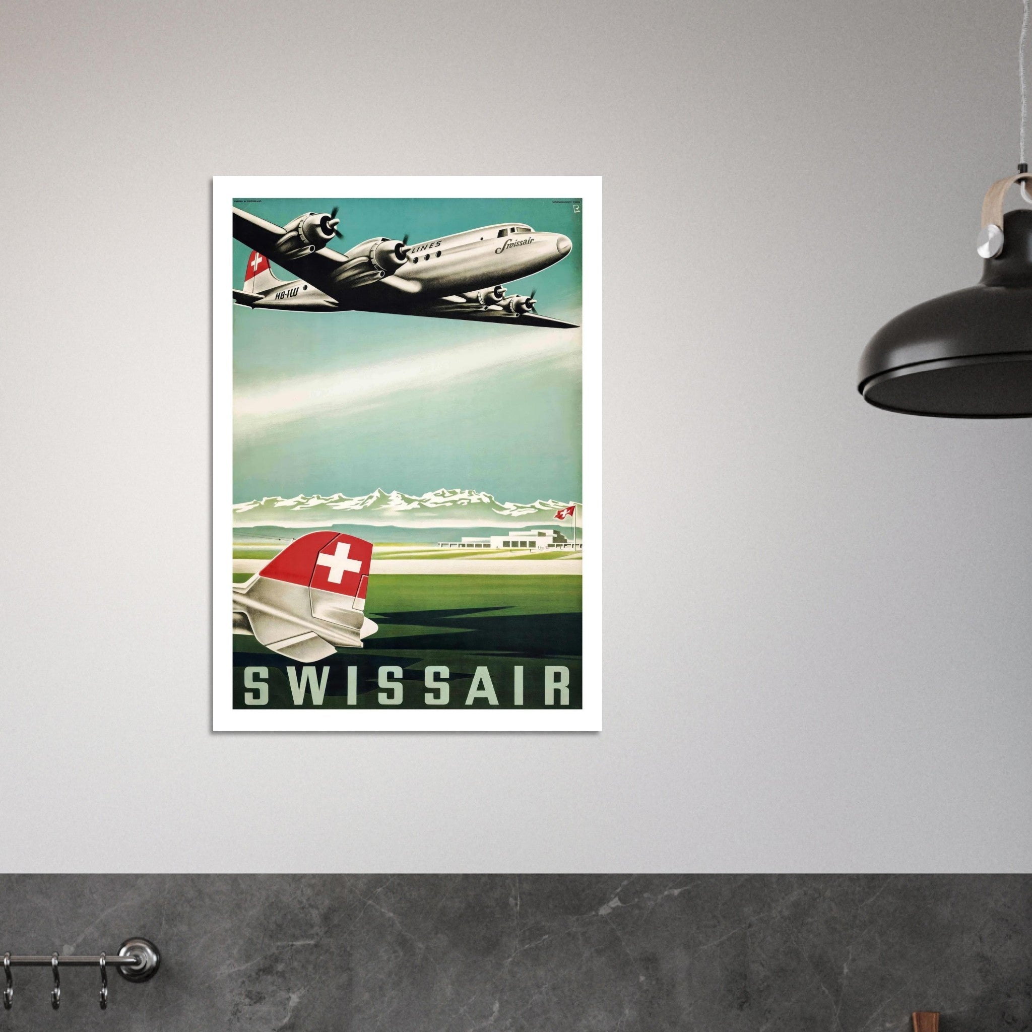 Swissair Vintage Travel Poster - Transit Art
