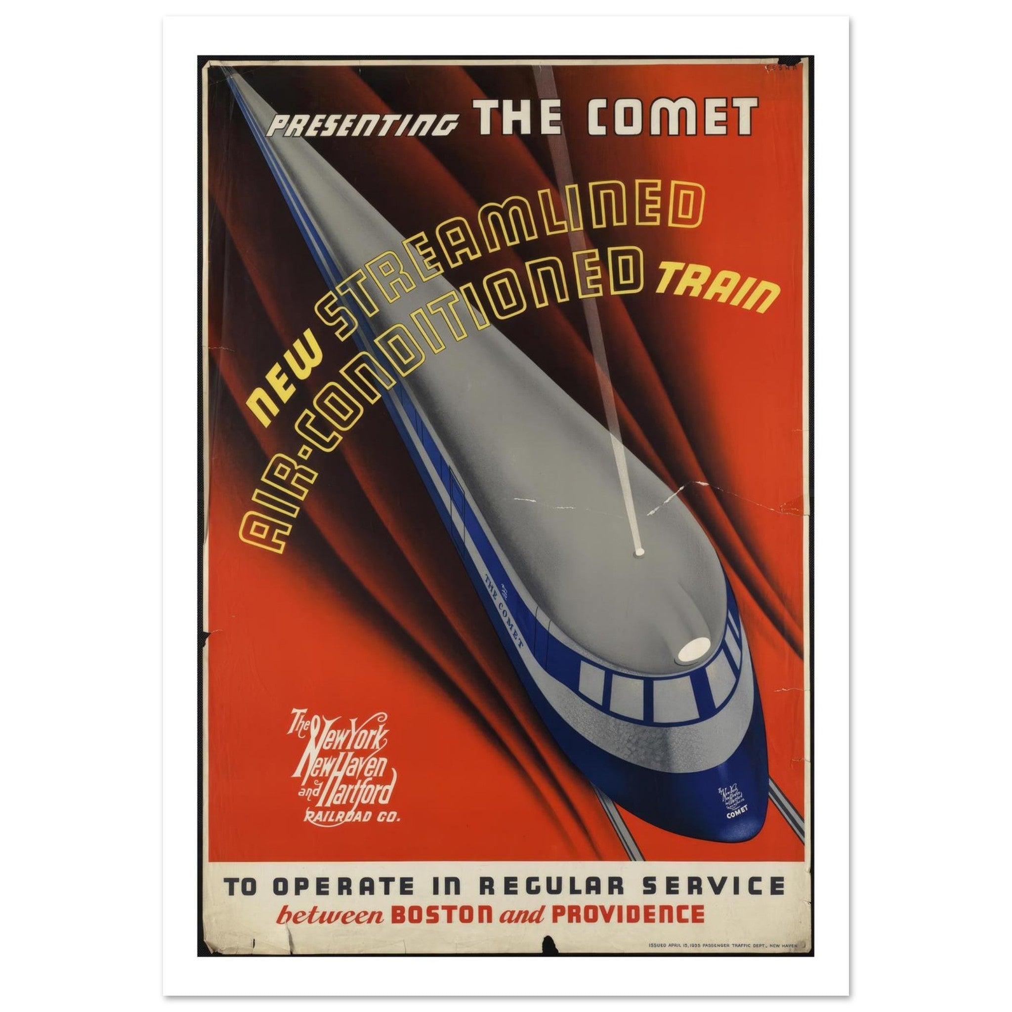 The Comet "Streamlined Air - Conditioned Train" Vintage Poster - Transit Art