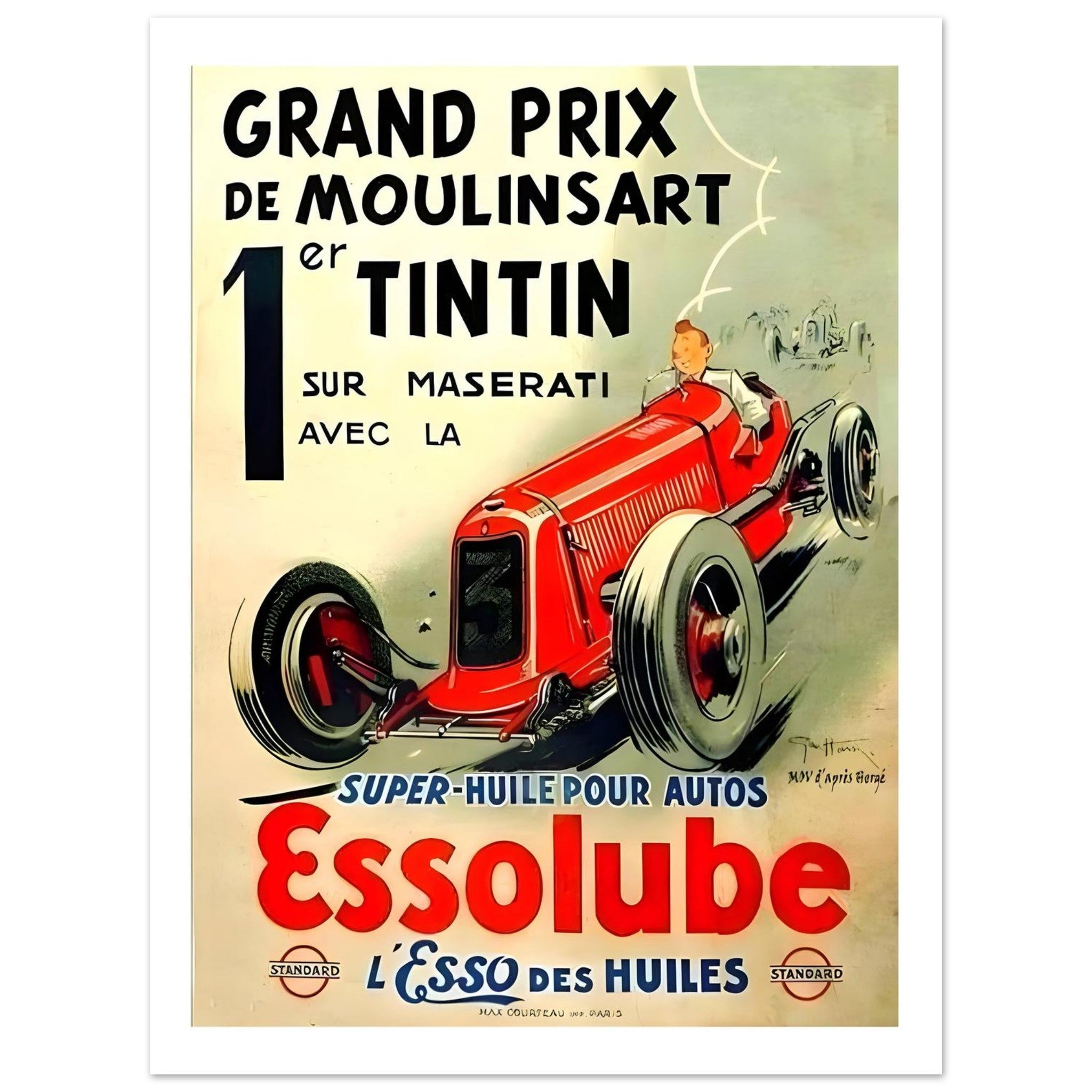 Tintin Essolube Grand Prix de Moulinsart Poster - Transit Art