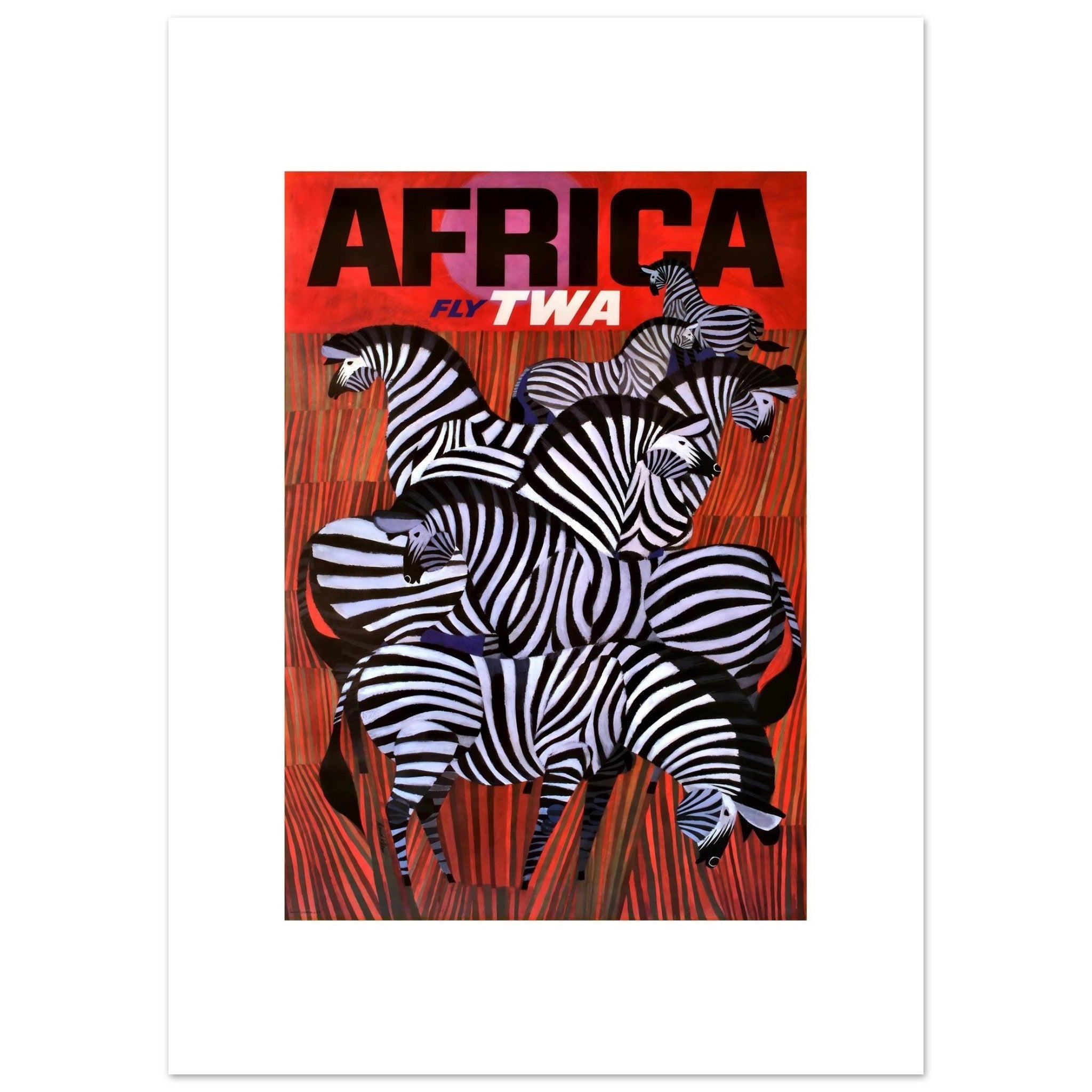 TWA Africa David Klein Zebra Travel Poster - Transit Art