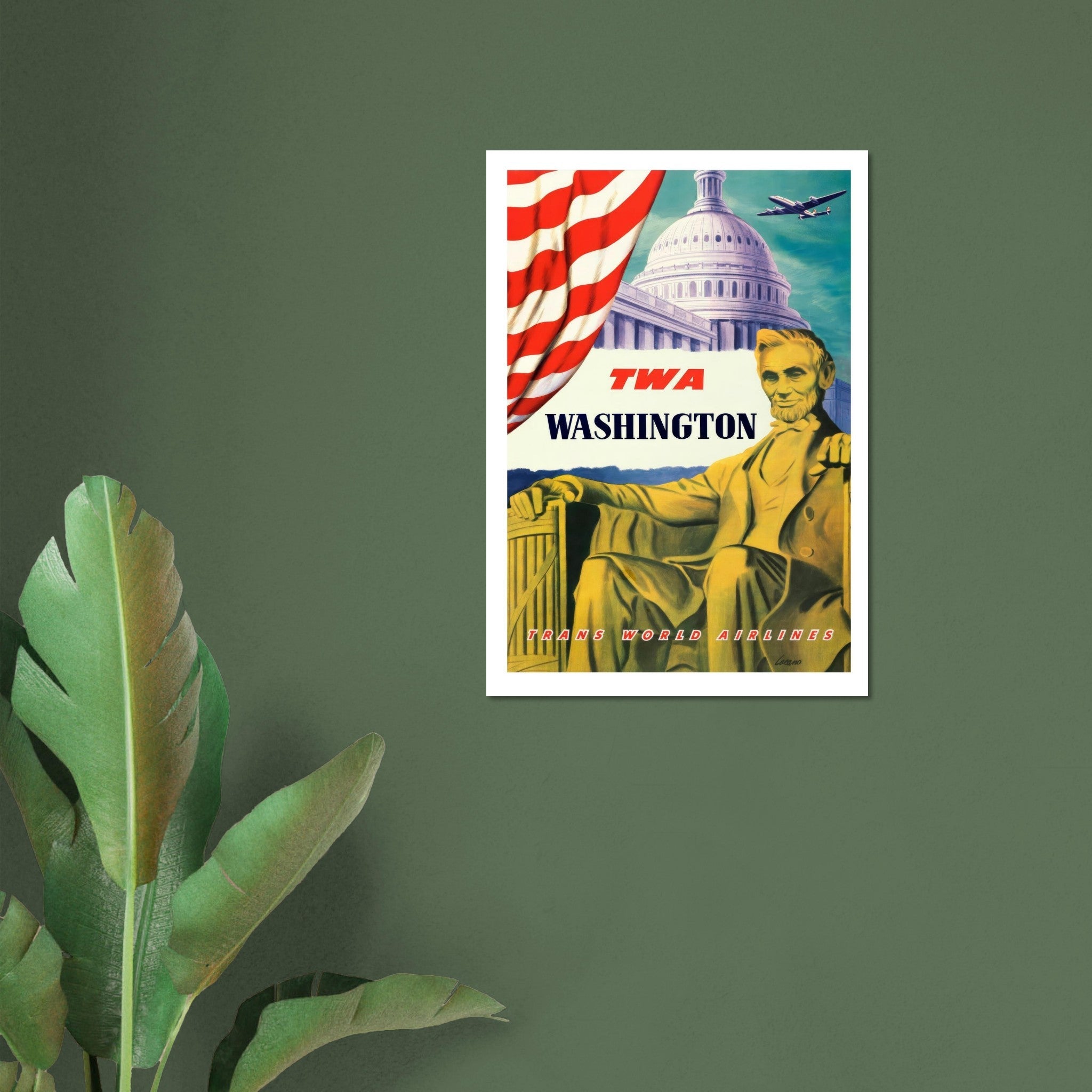 TWA Trans World Airlines: Washington D.C. Vintage Poster (Cicero) - Transit Art