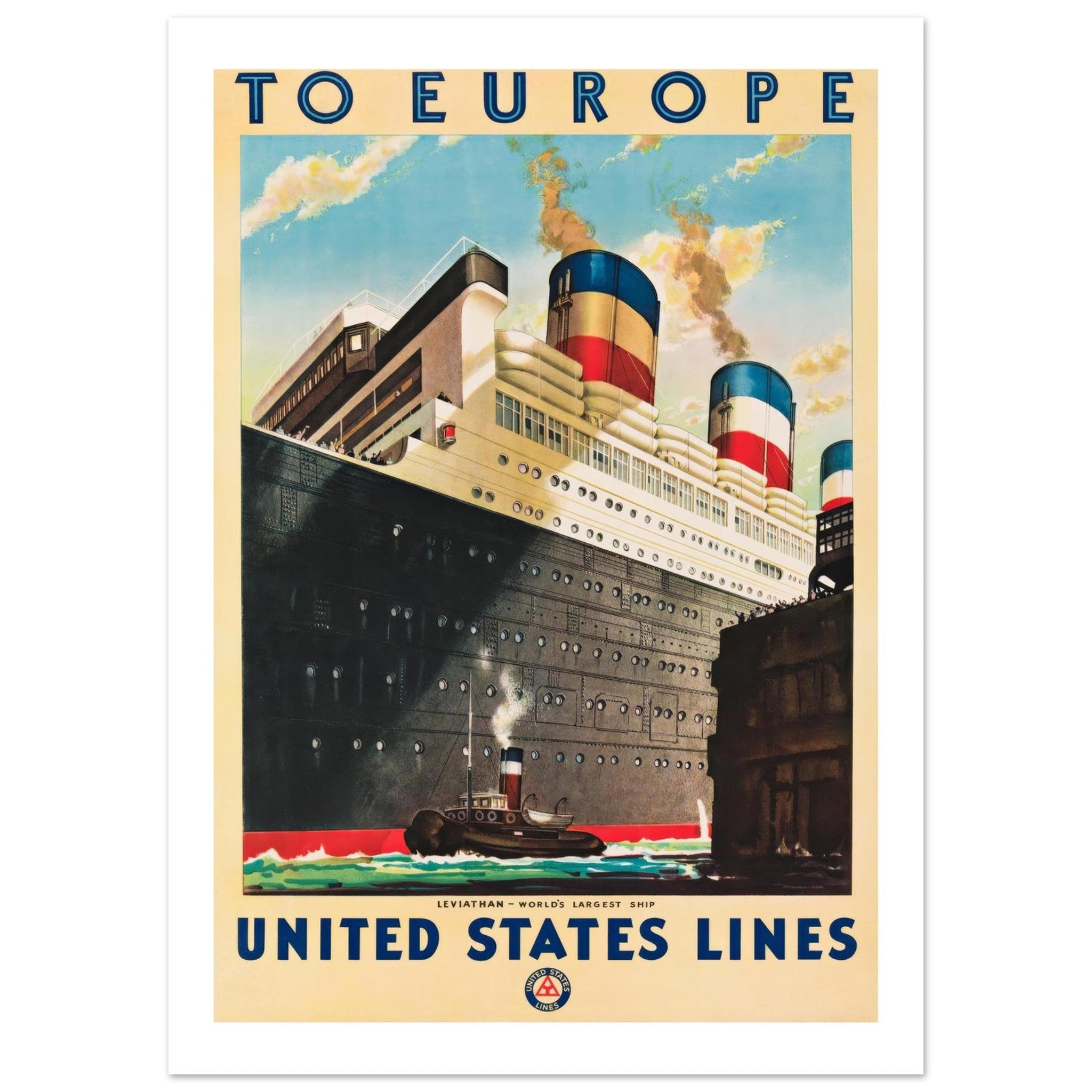 United States Lines "Leviathan" Vintage Travel Poster - Transit Art