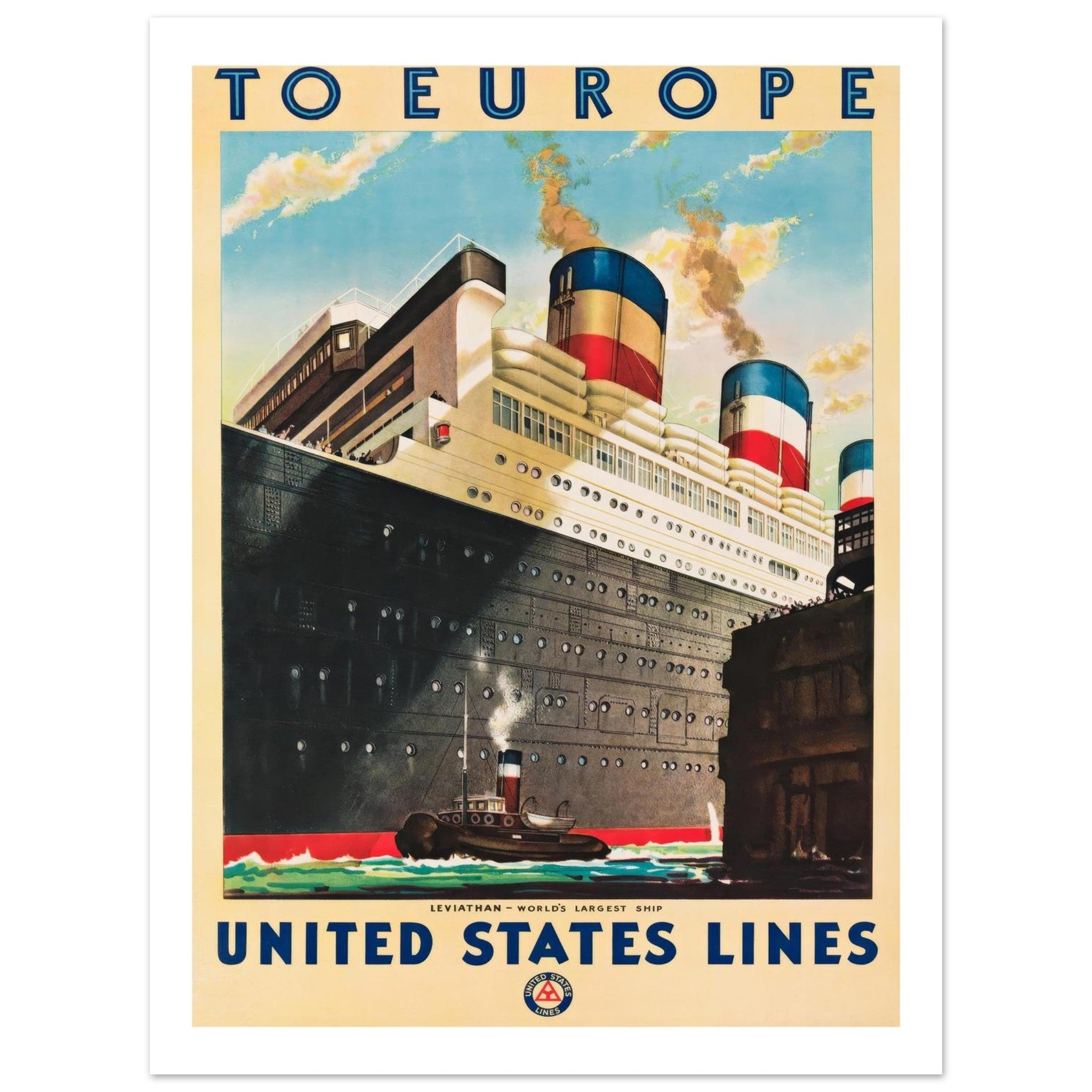 United States Lines "Leviathan" Vintage Travel Poster - Transit Art
