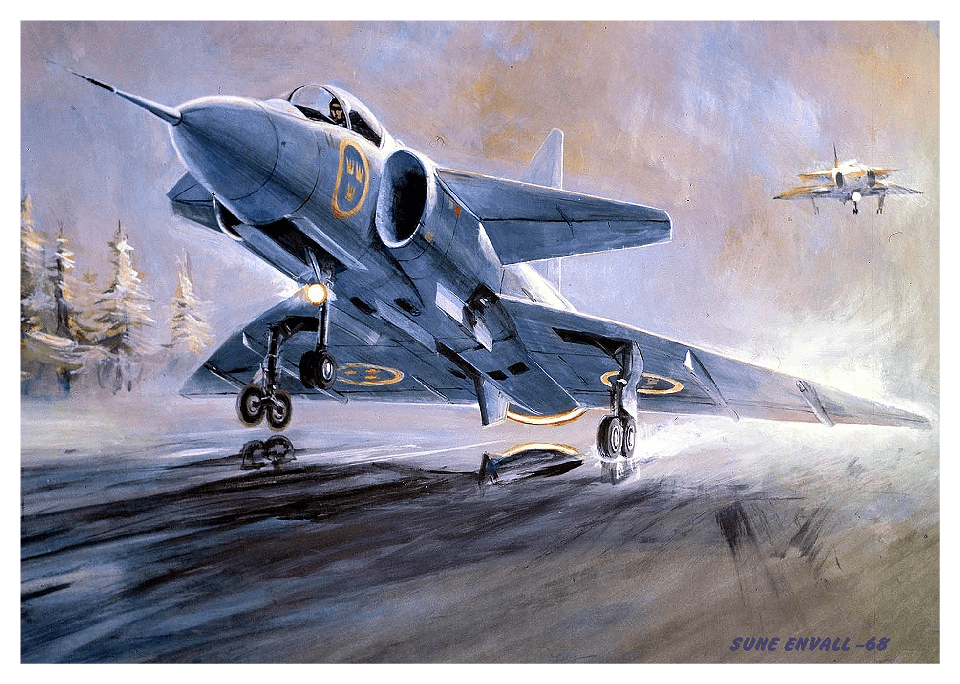 Viggen during landing - Transit Art