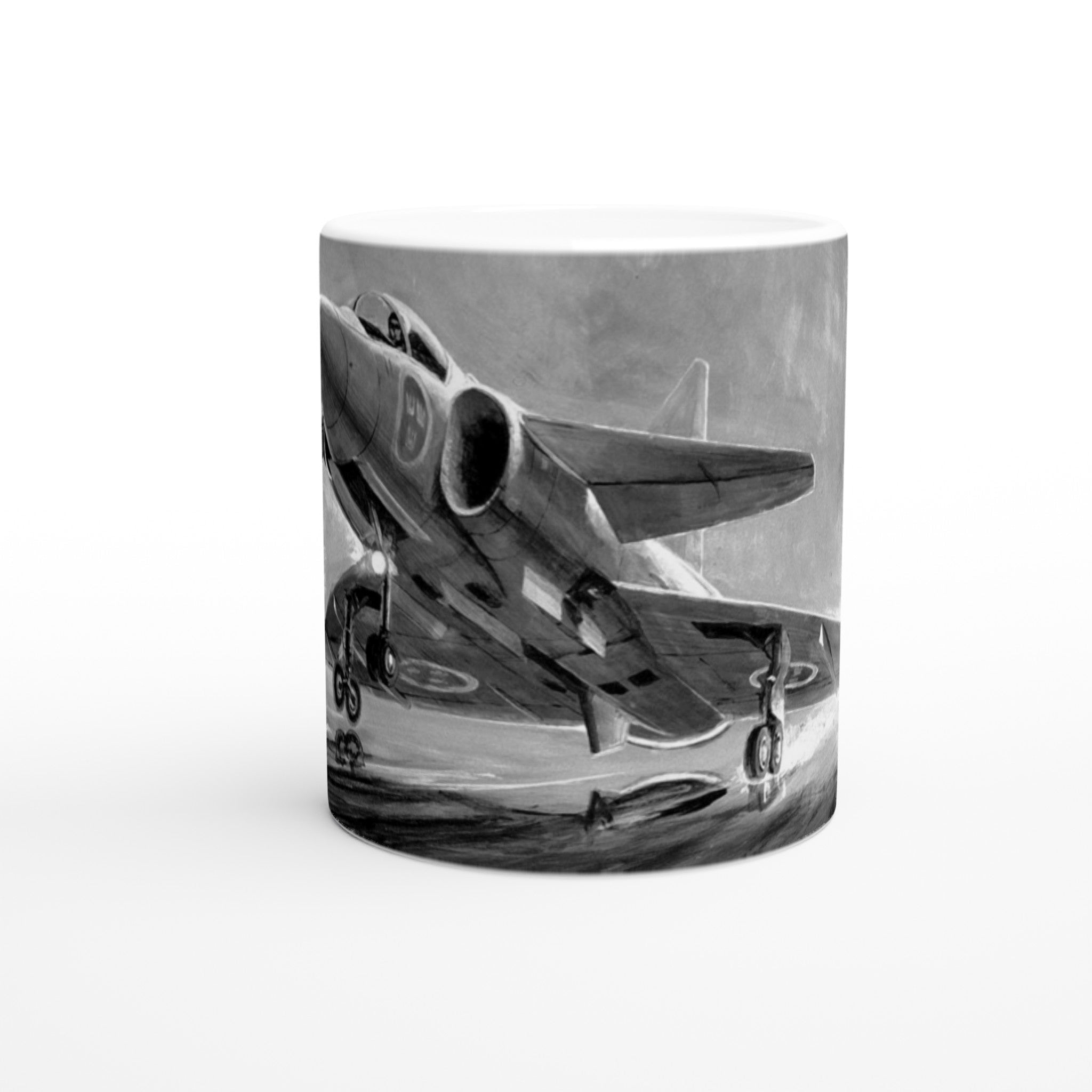 Viggen during landing BW - Mug - Transit Art
