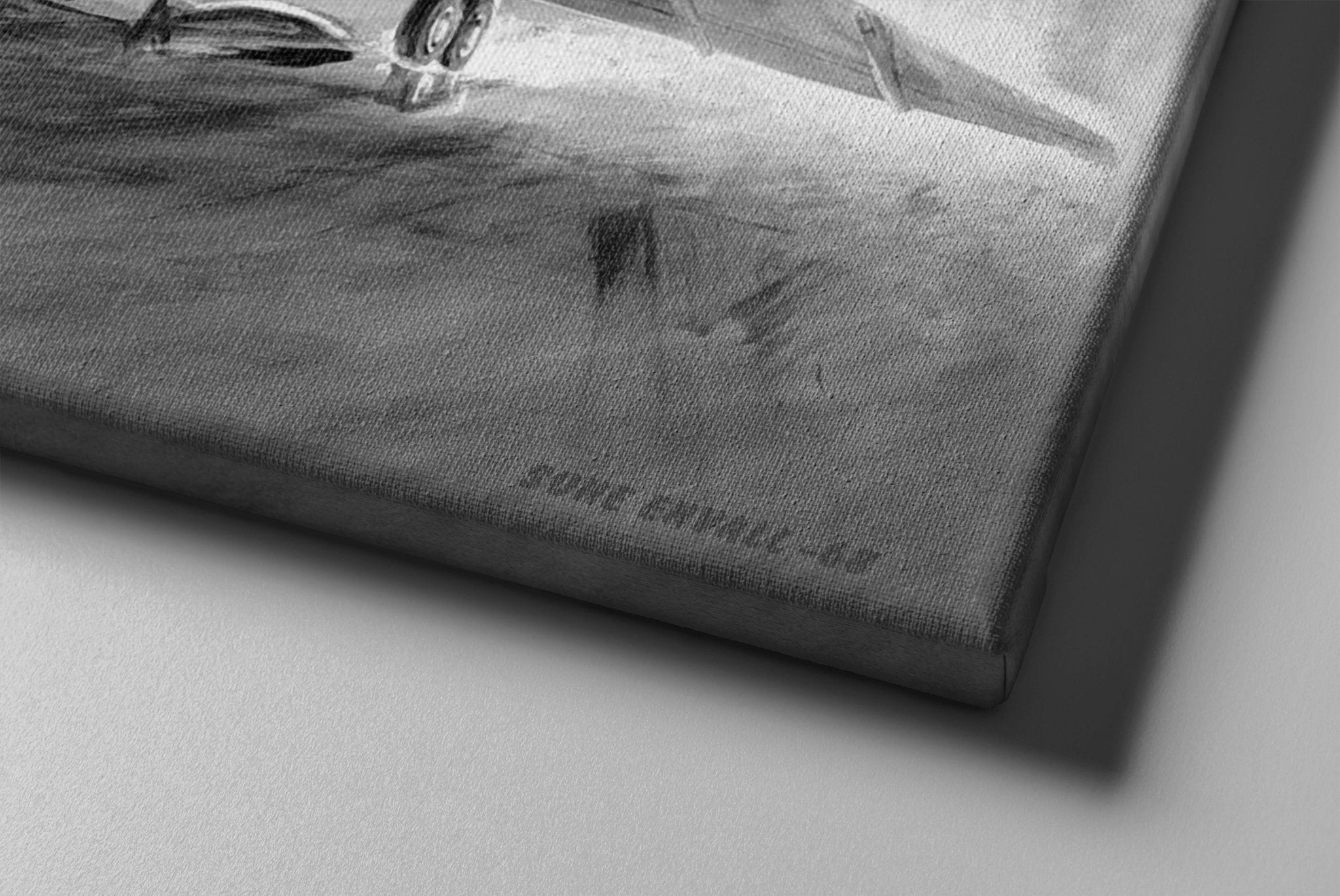 Viggen during landing canvas B&W - Transit Art